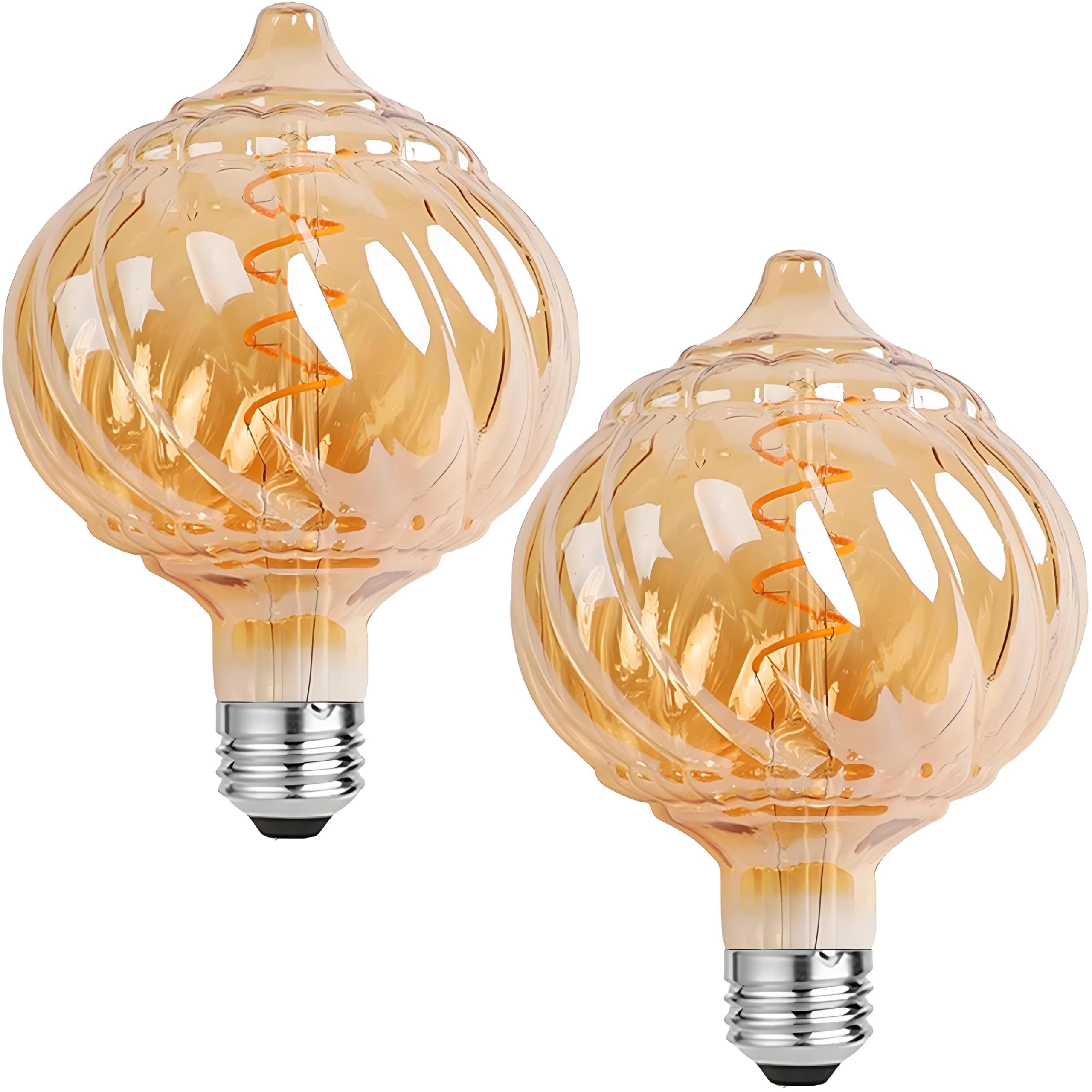 Vanpus LED Decoration Light Bulb - Warm White Light 2700K, 8W E27 Socket, Flicker-Free, Dimmable, CRI90, Diameter 125mm, Highly Transparent Amber Glass Bulb (Pack of 2) โ image 1