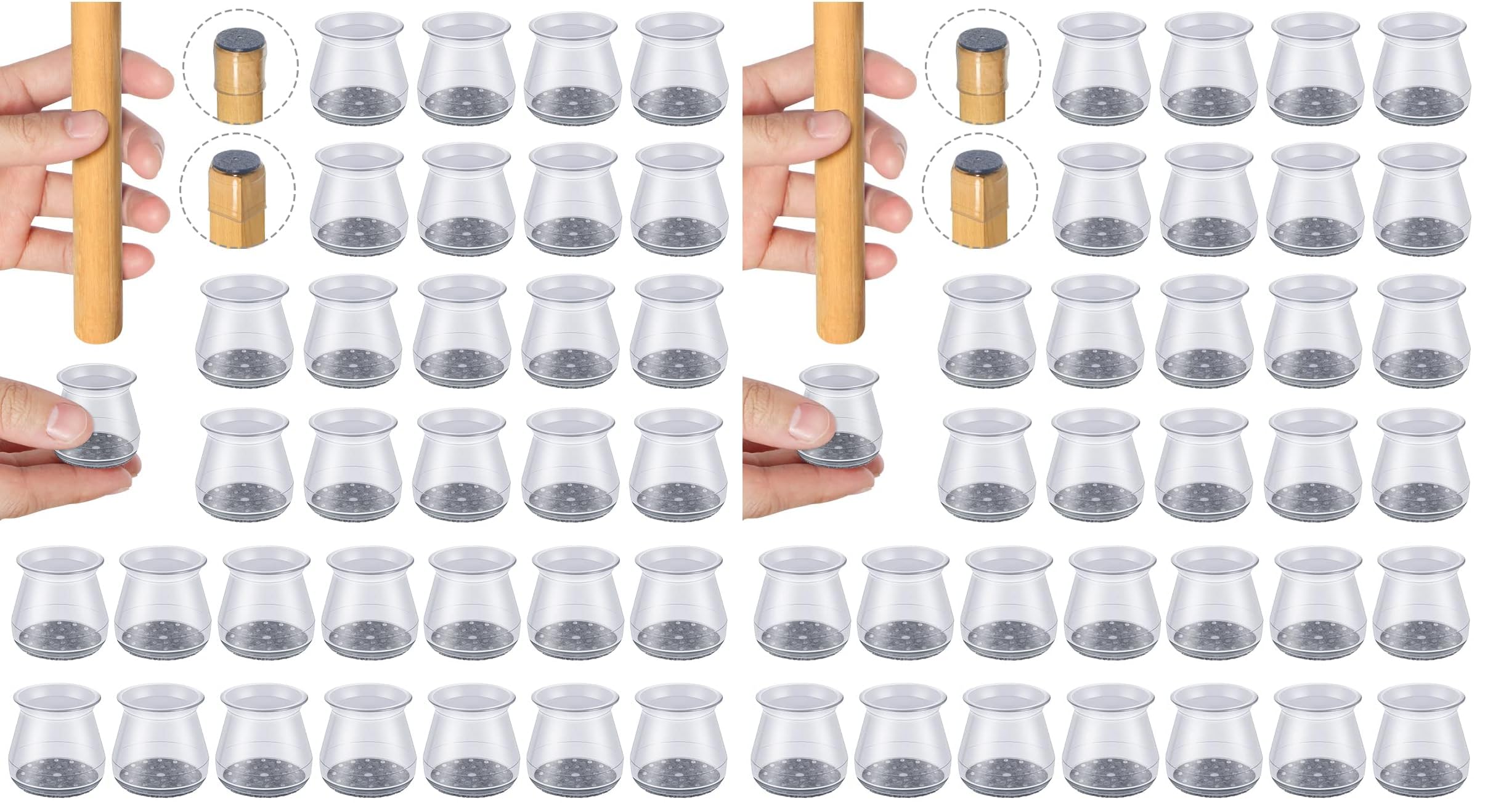 32 Pcs Chair Leg Floor Protectors - OASMU Silicone Felt Pads, Scratch-Proof &amp; Noise-Free, Easy Smooth Moving, Small Size (Fits Round Chair Legs: 15/16" to 1-5/16" Diameter)​ (Pack of 2)