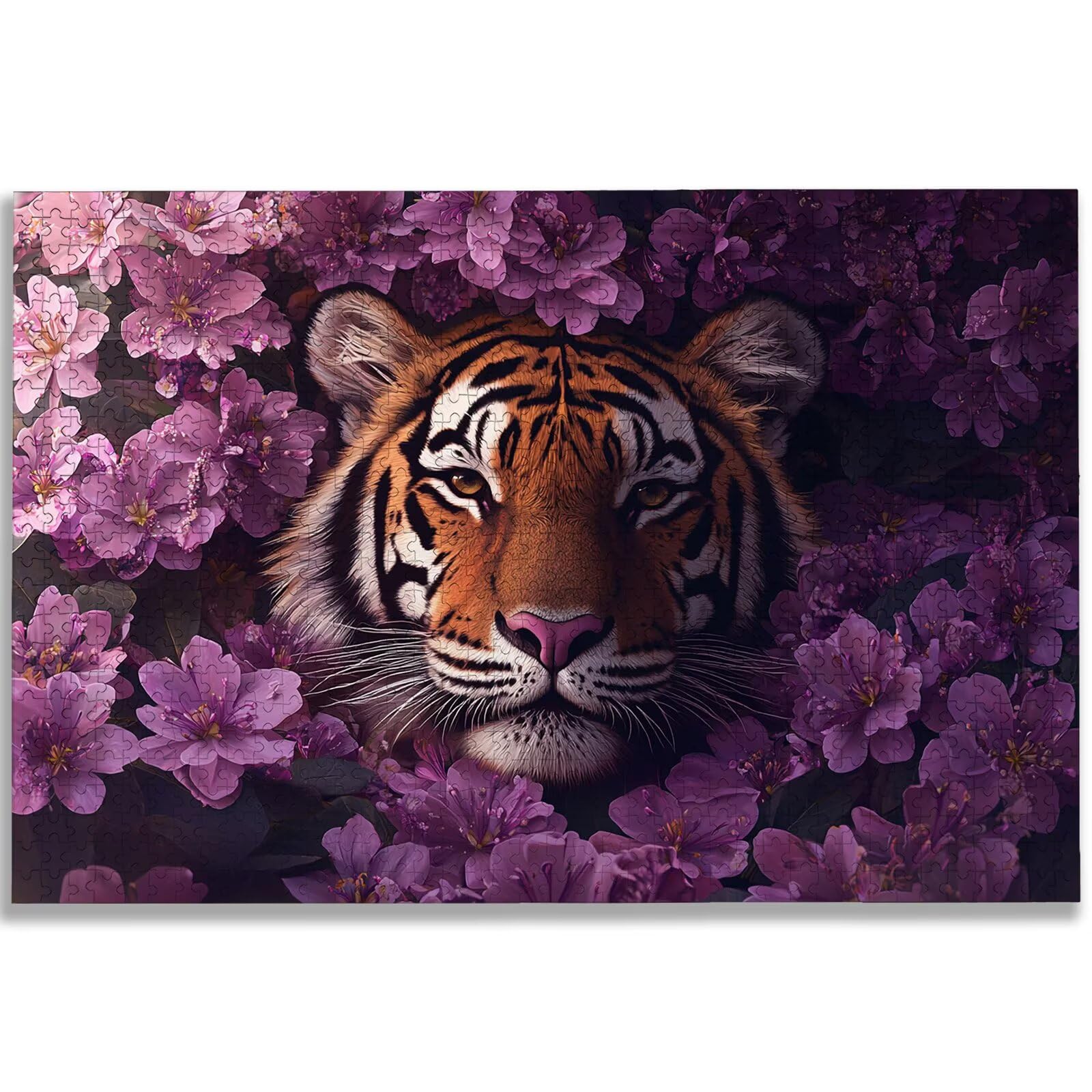 Puzzle 1500 Piezas, Puzzle Tigre con Caja para Adultos, DIY Flor Rompecabezas Madera para Adultos, 1500 Piezas Rompecabezas Desafiante, para Decoracion Hogar, Regalo Mujer, Regalo Hombres, -1948