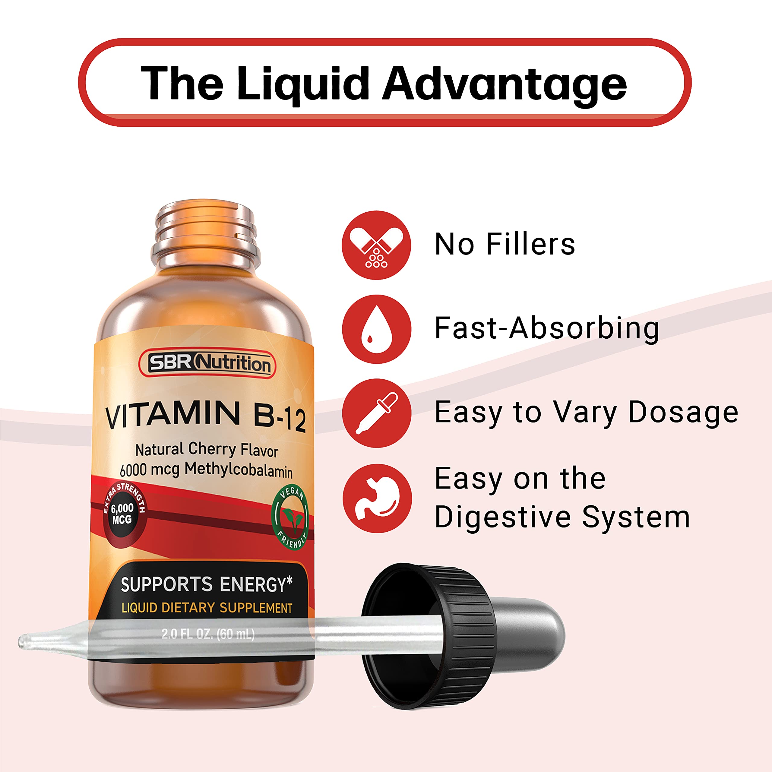 Extra Strength Vitamin B12 Sublingual Liquid Drops, 6000mcg Per Serving
