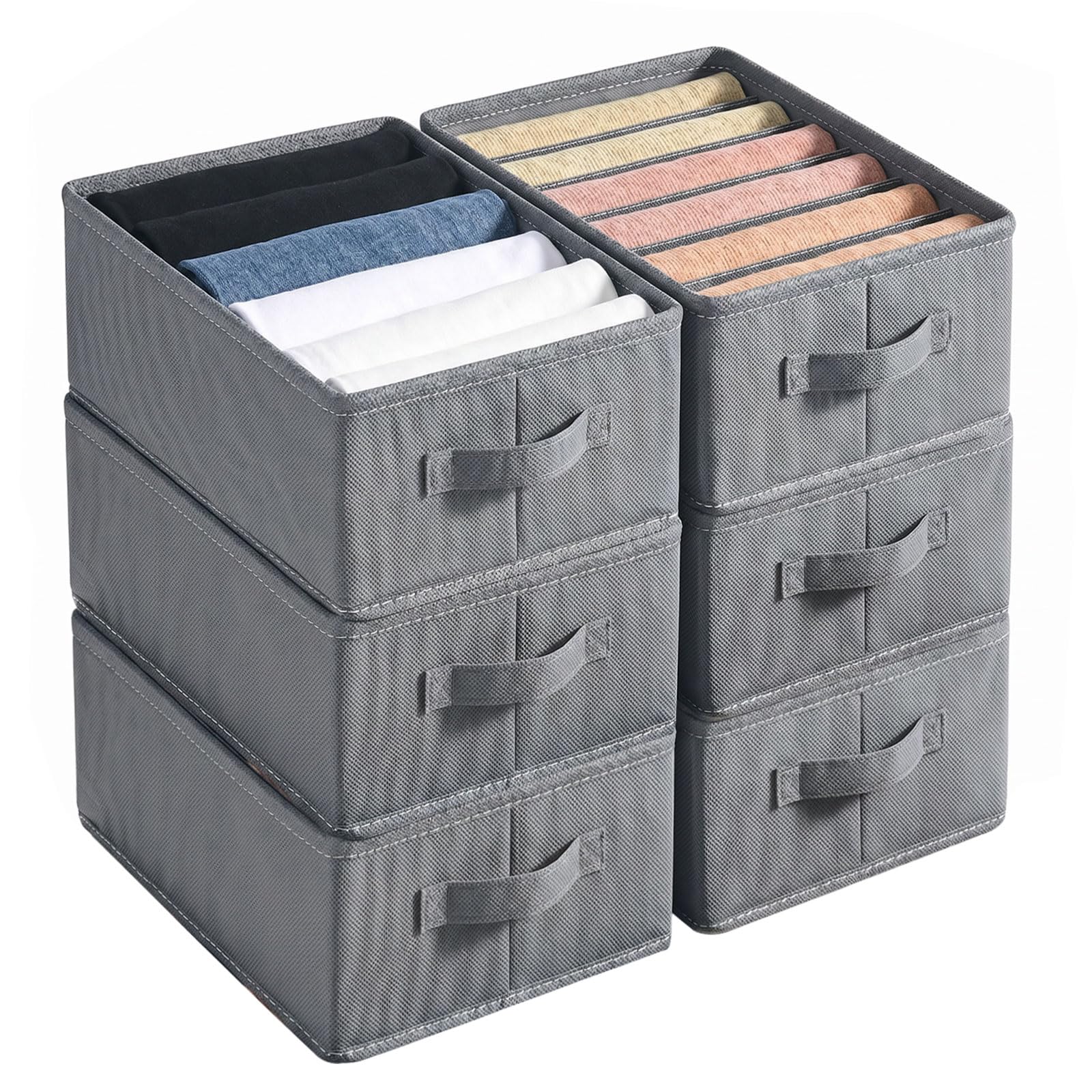 Kleiderschrank Organizer für Kleidung - 6er Set Schubladen Organizer mit 6 Zellen Trennwänden Faltbare Aufbewahrungsbox Regal Stoff Kleiderschrank Organizer Kommode Schublade Trennwände Würfel für