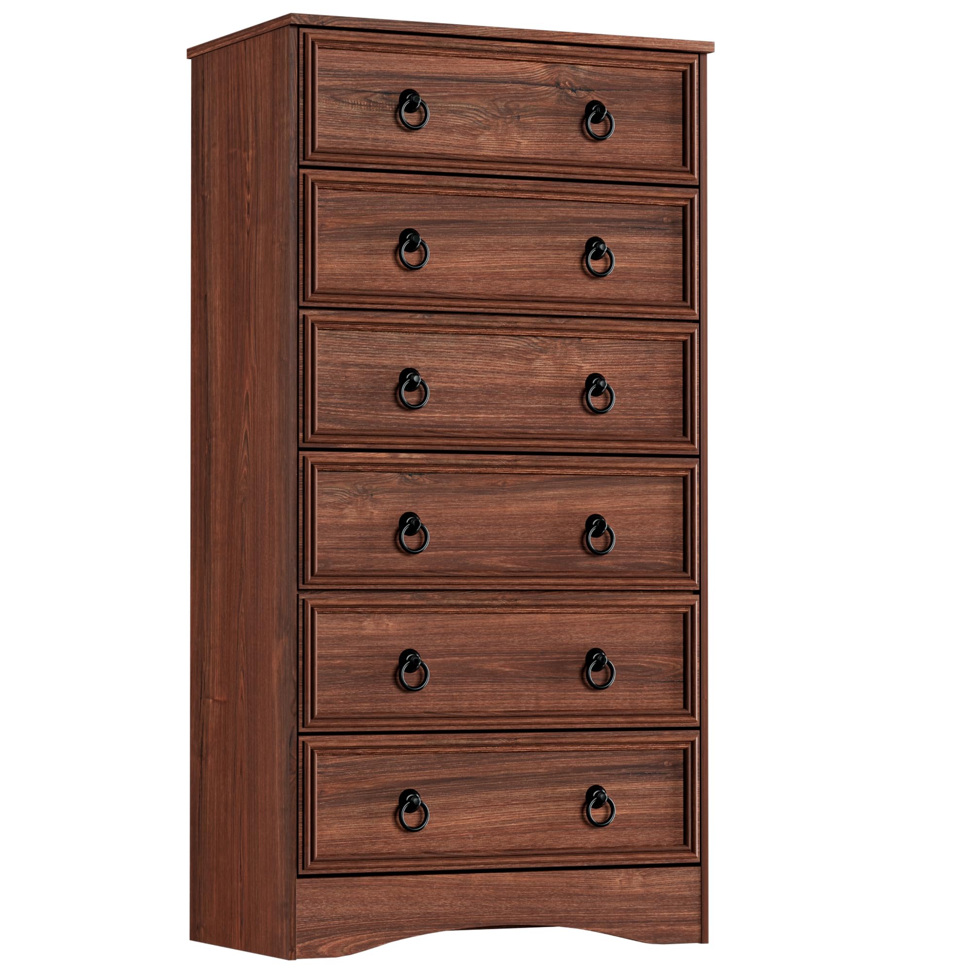 VVFLU 6 Drawer Dresser 52" Tall for Bedroom, Wood 6 Chest Drawers, Storage for Clothes, Narrow Large Drawers, Taupe Vintage, for Living Room, Bedroom,