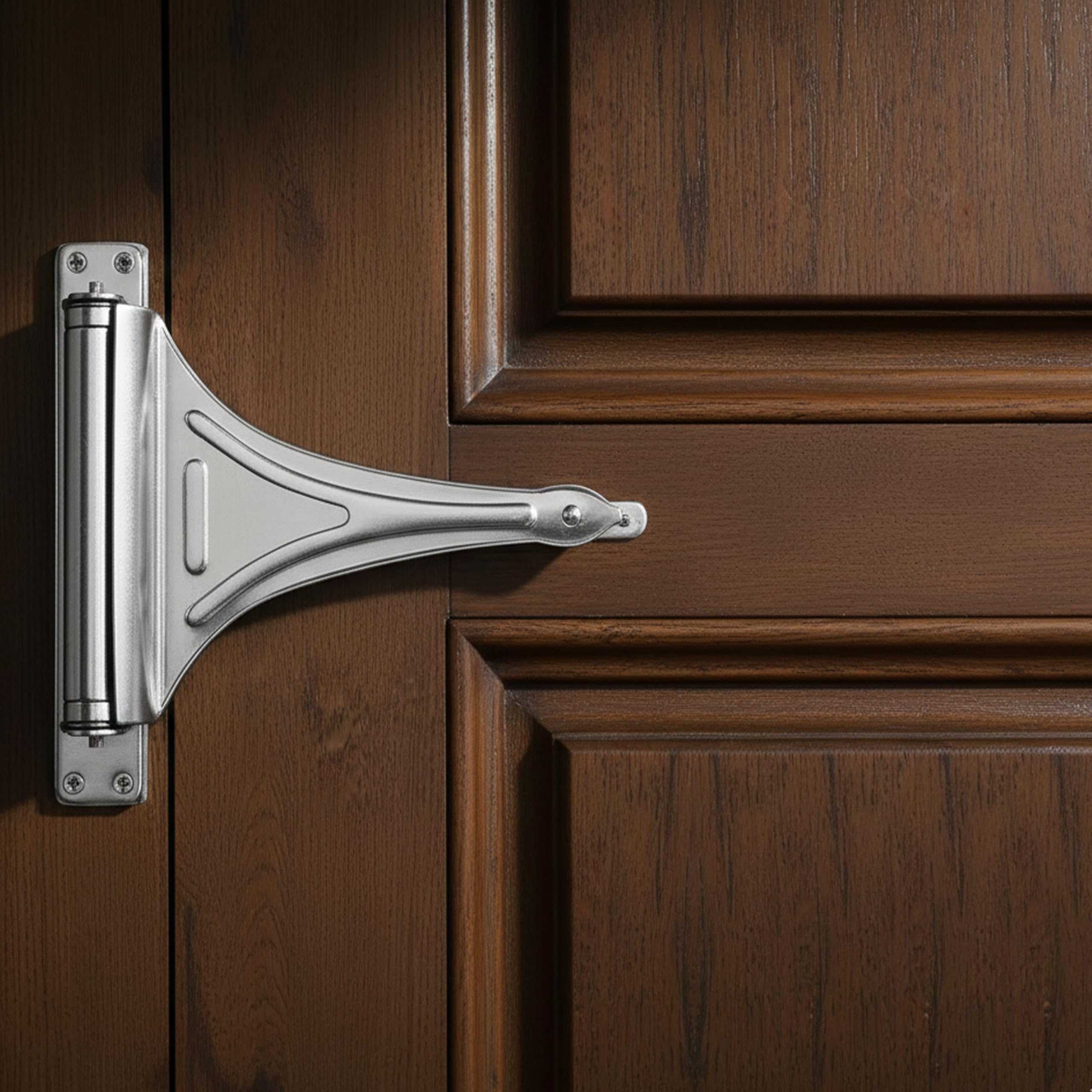 VOLO Spring Based Door Closer – Automatic Self Closing Door Closer for Wood, Aluminium & PVC Doors – Adjustable Speed, Durable All-Metal Construction | (30KG | Helical Spring | Chrome, 1 Piece)