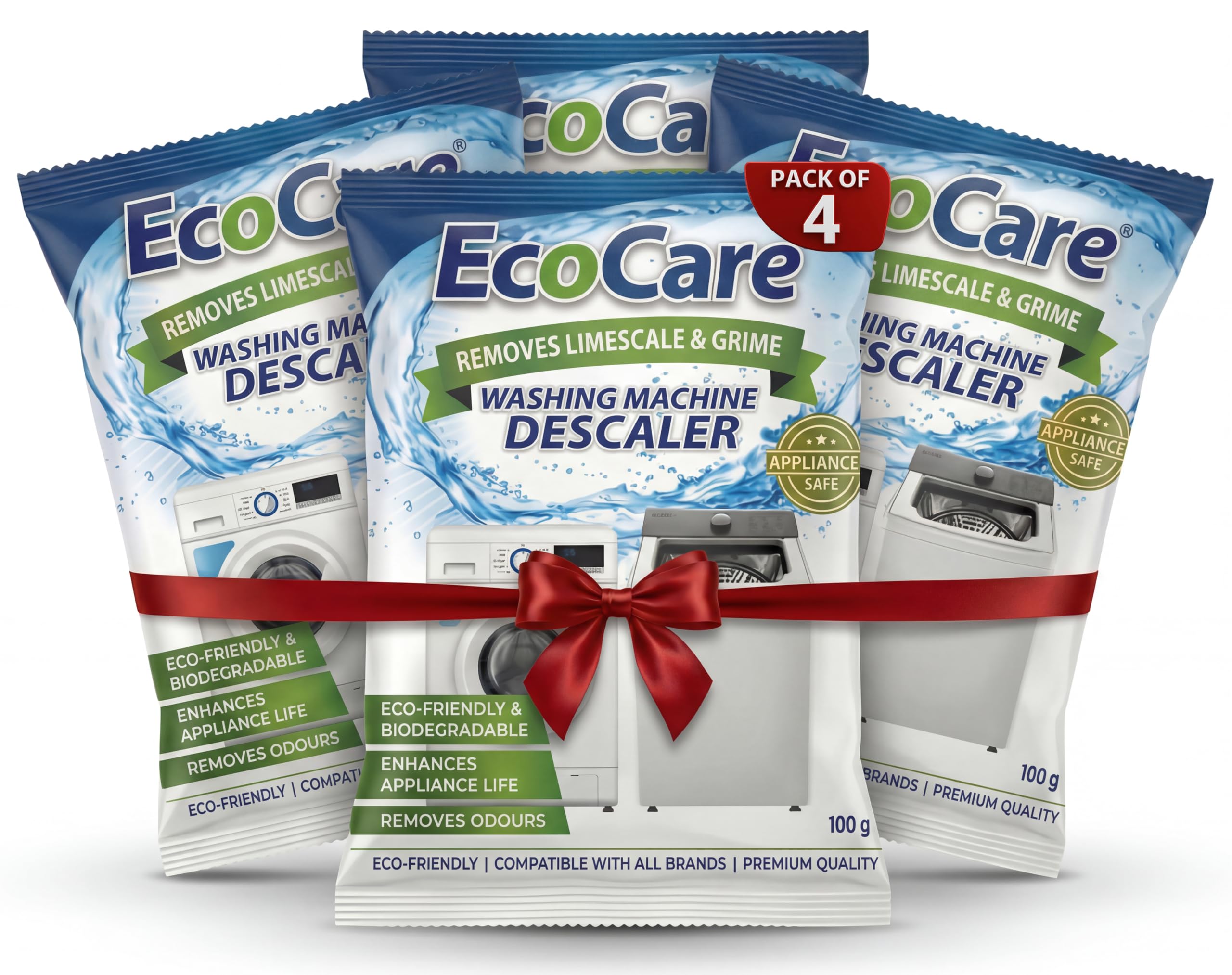 EcoCare Washing Machine Descaler Cleaner, Deep Clean Residue Odor & Limescale Remover for Top and Front Load Washer Machines, Descaling Powder for Drum, Tub & All Internal Parts (100G (PACK OF 4))-image-32