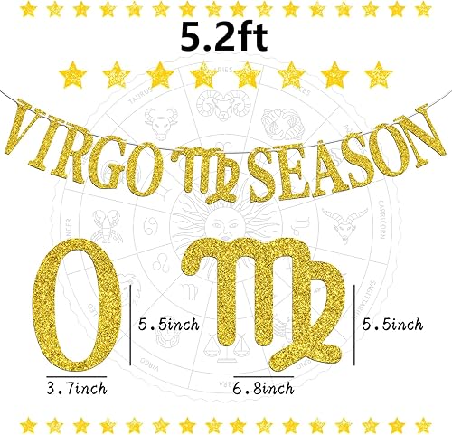 Miniatura 2 de Cartel de la temporada de Virgo, feliz cumpleaños Virgo Bunting Sign in Augest/Septiembre, Big Virgo Energy, 12 suministros de decoración de fiesta