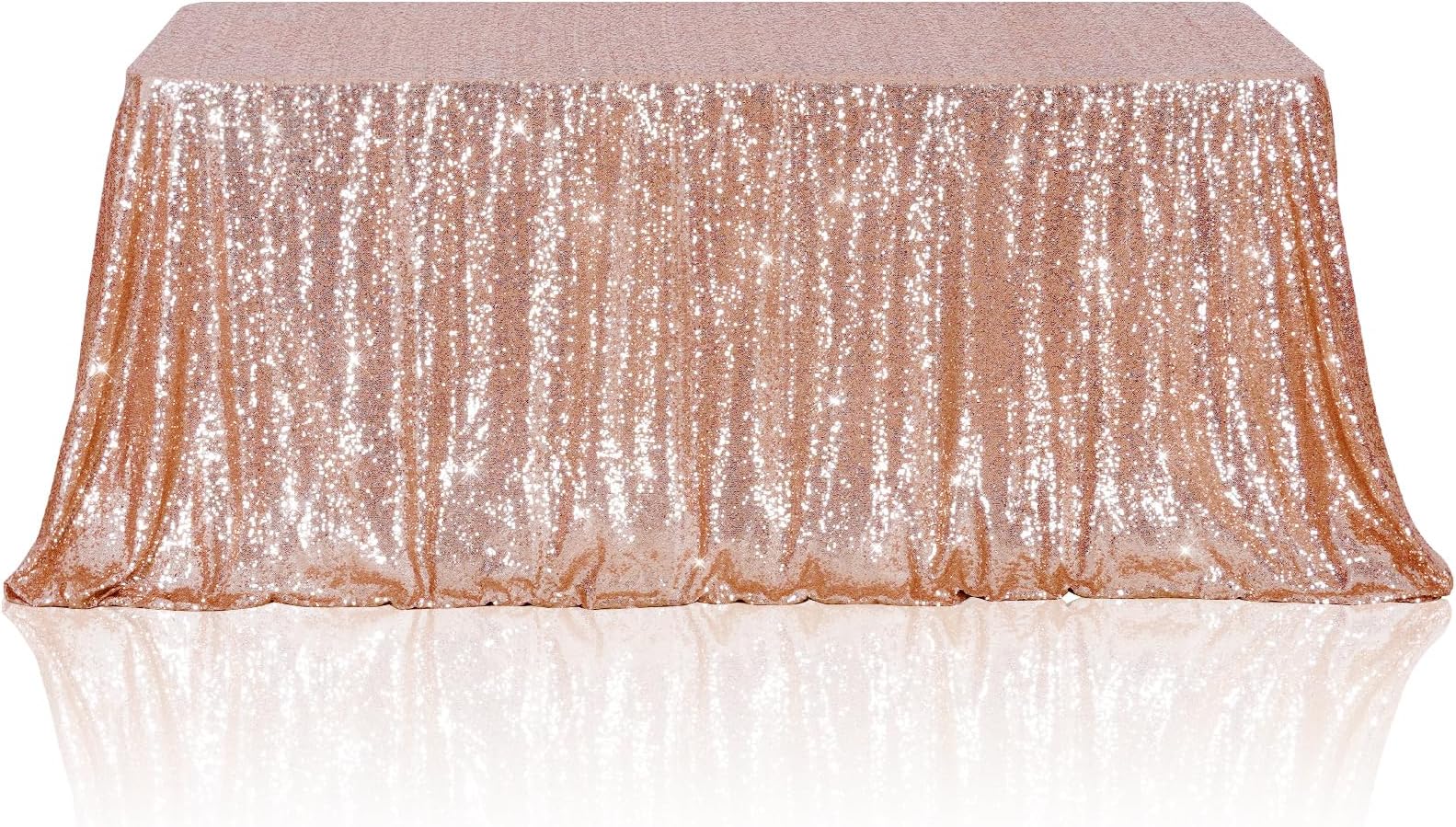 Poise3EHome Rose Gold Sequin Tablecloth 50×72 Inch Rectangle Table Cover Overlay for Birthday Wedding Party Holiday Baby Shower Christmas Decoration