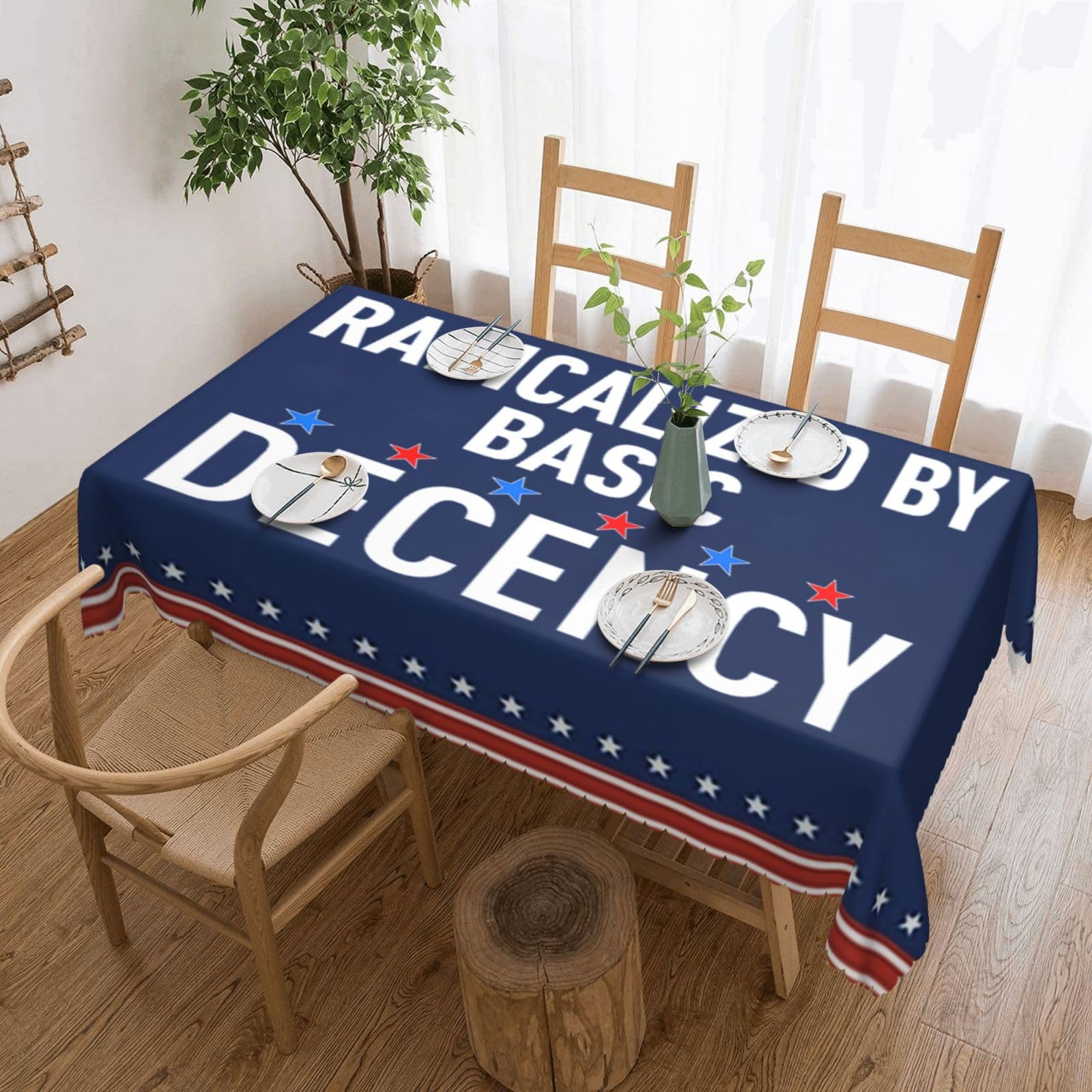 SMAZDFXX Radicalized by Basic Decency 54 x 72in Table Cloth,Polyester Rectangle Tablecloth for Kitchen Dining Camping Decorative and Buffet Parties Table Cover