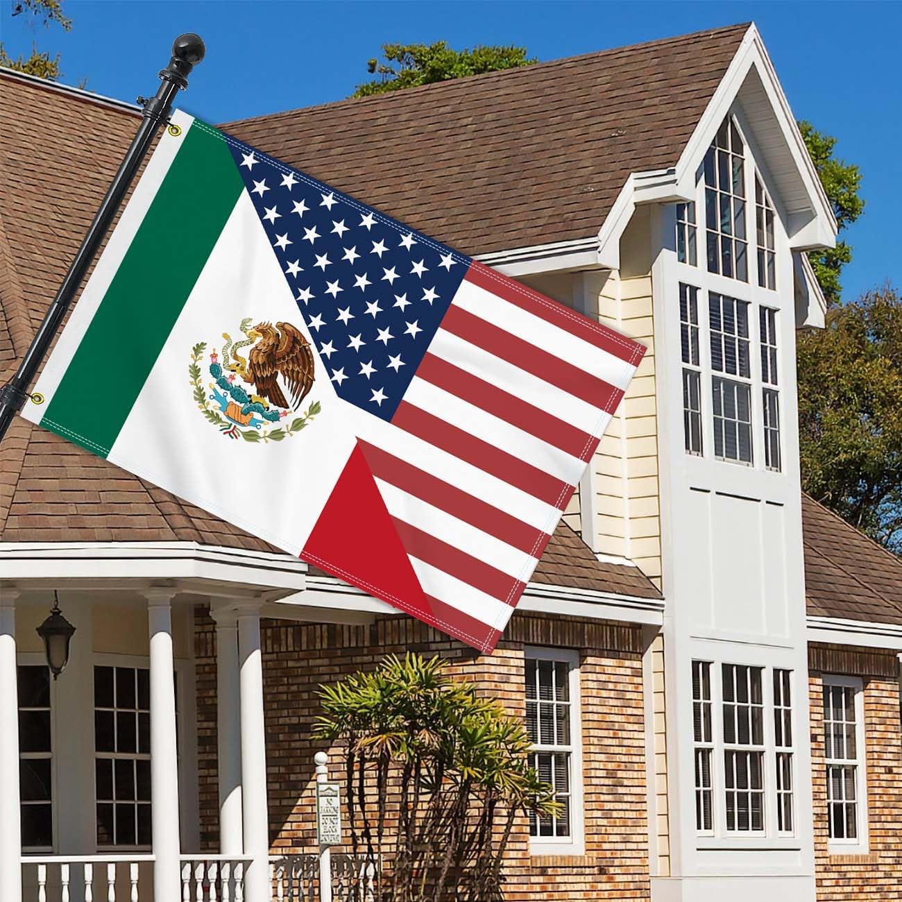 2×3 FT Mexico USA Friendship Flag, Medium 60×90CM 150D Mexican Outdoor Banner,Double Side Printing American Decor For Patio Garden With Brass Gromment - Image 3