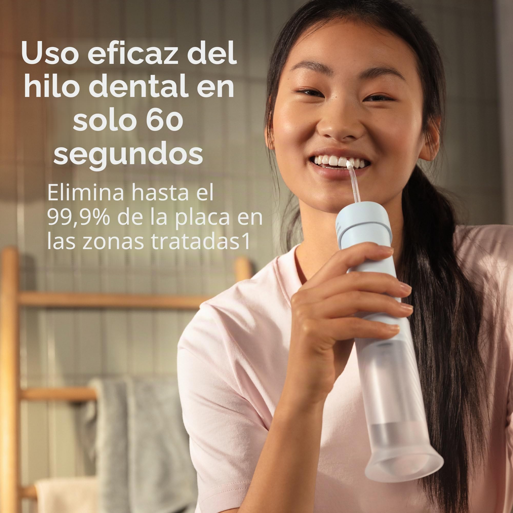Philips Sonicare Compact Flosser 1000, irrigador dental portátil con 3 modos de hilo dental, irrigador bucal impermeable IPX7, apto para viajes, azul, modelo HX3333/24