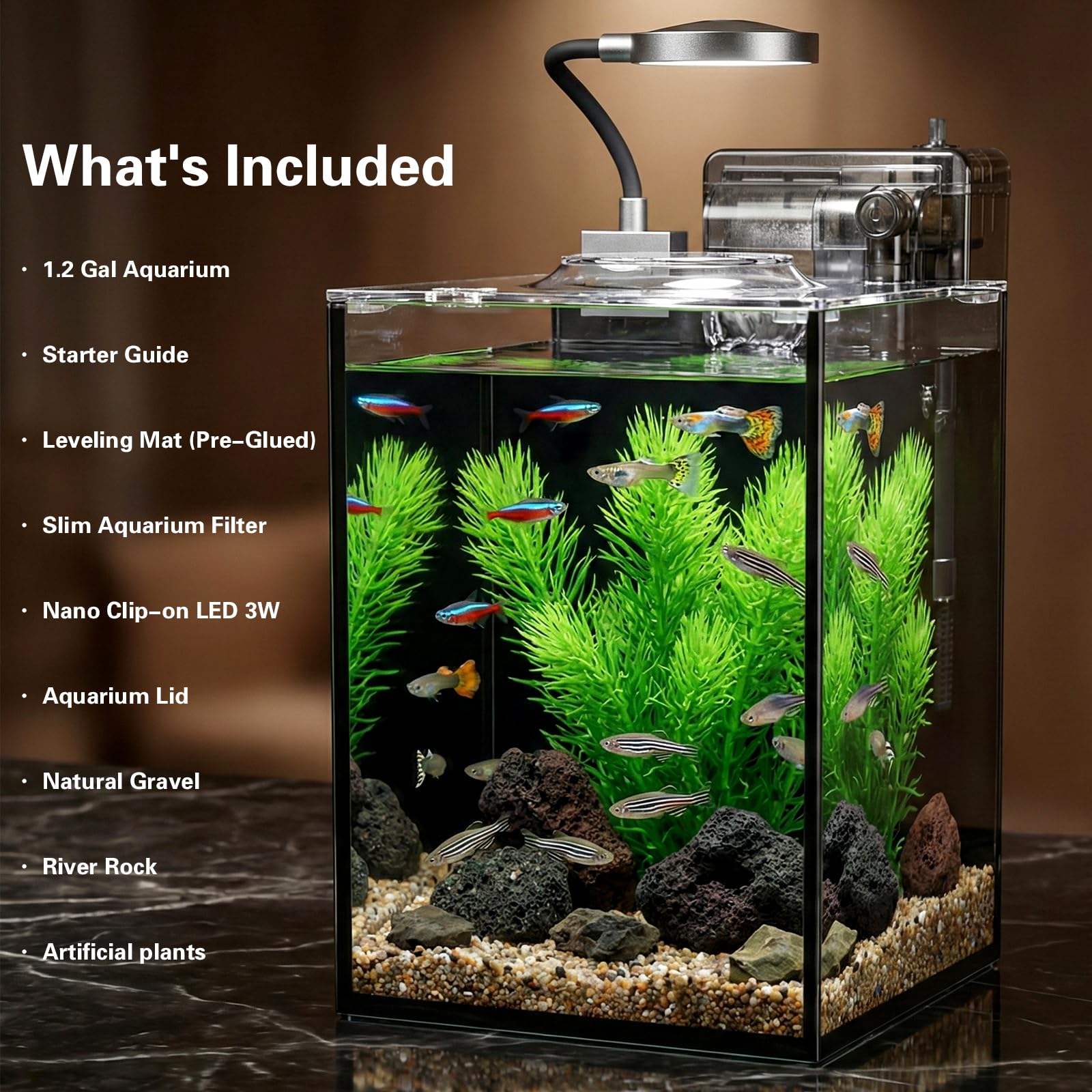 Kleines Desktop-Aquarium (schwarz, 4,5 l (komplettes Set))