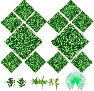 VEVOR Artificial Boxwood Panels, 12 PCS 20"x20" Boxwood Hedge Wall Panels, PE Artificial Grass Backdrop Wall 1.6", Privacy Hedge Screen for Decoration of Outdoor, Indoor, Garden, Fence, and Backyard