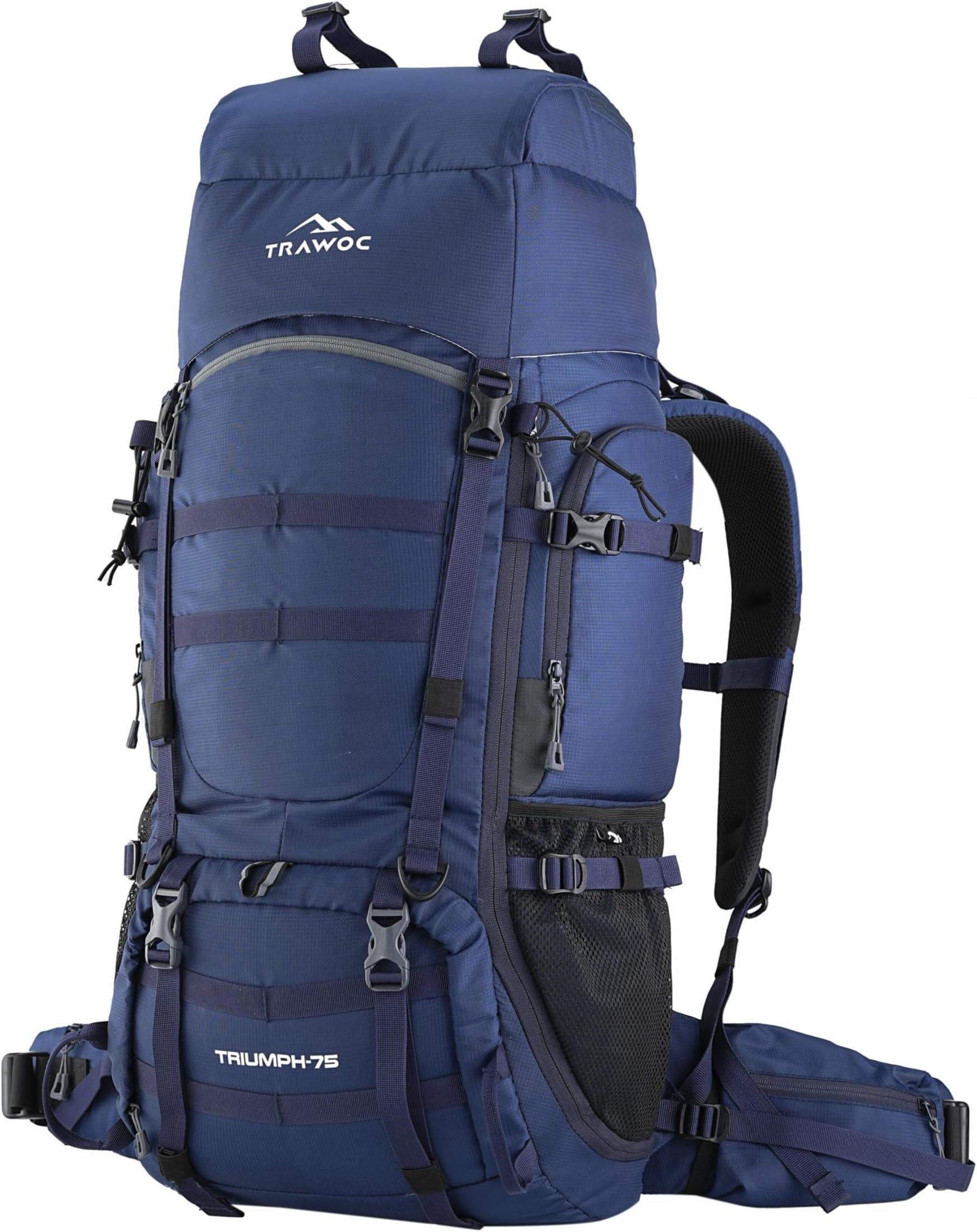 TRAWOC TRIUMPH X 75 Liter Camping Backpack Trekking Hiking Ruckssack Travel Bag Front & Top Loading Laptop/Rain Cover/Shoe Compartment, BHK009