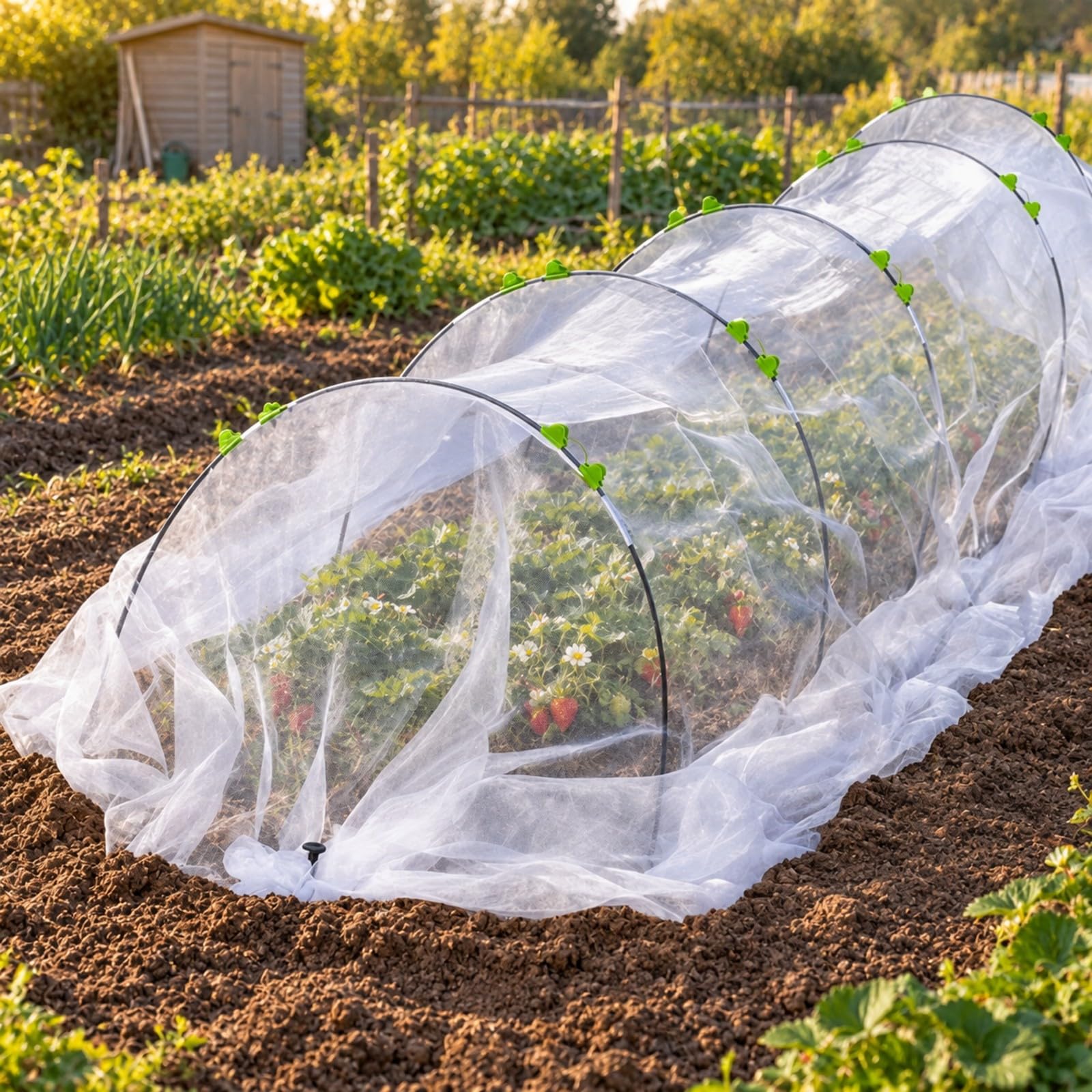 Cubierta a para Plantas Jardín Transpirable Red Procción con Estacas y Clips Alta Resisncia para Invernaderos Pequeños, 2.5 X 6 M