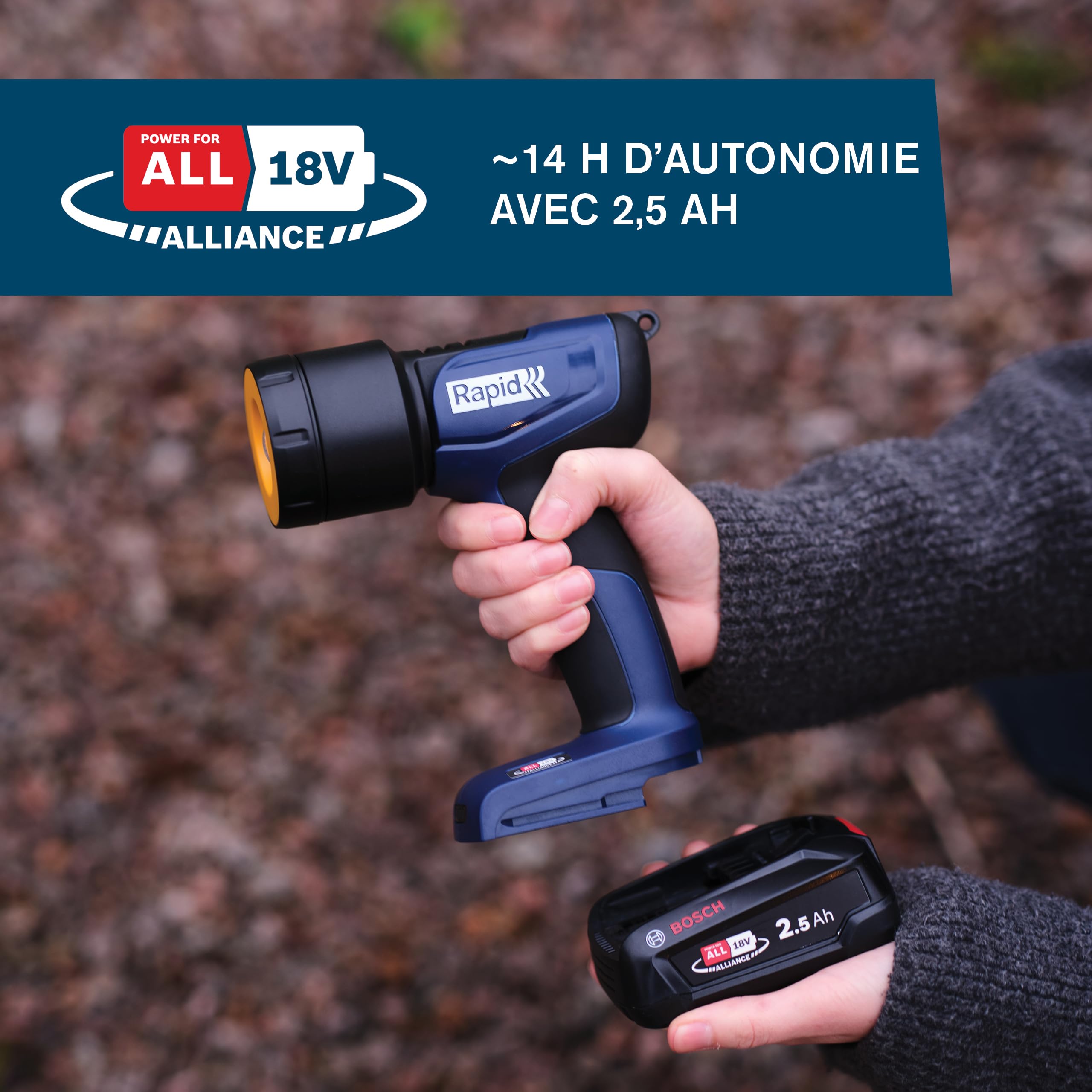 Rapid BWL290 - Lampe de chantier LED 18V sans fil - 290L - 7000K - IP20