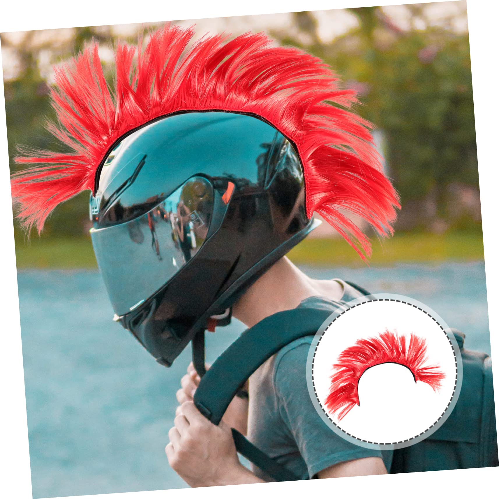 Amagogo Parrucca Da Casco A Cresta Di Gallo – Accessorio Esagerato E Divertente Per Ciclismo, Snowboard E Feste, Colore Blu, Taglia Unica Elastica