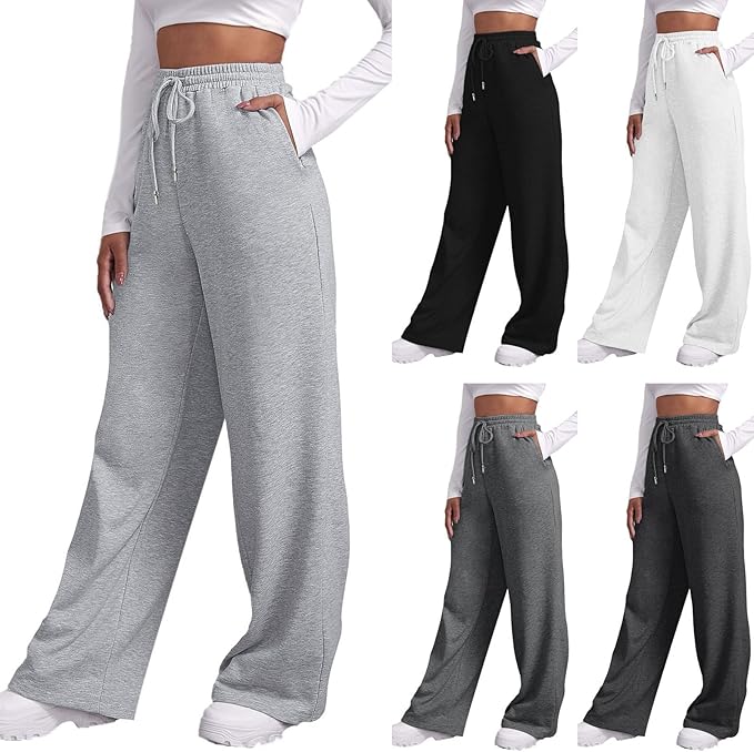 Cargo Sweatpants for Women Y2k Baggy Joggers Straight Leg Trousers with Pockets Elastic High Waisted Comfy Lounge Pants