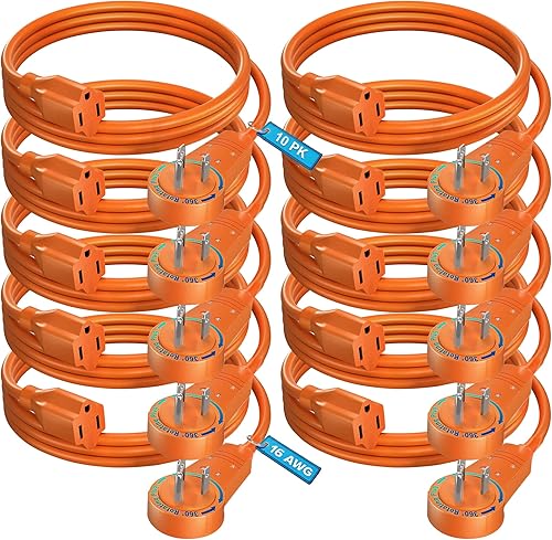 Miniatura 9 de Maximm Cable de extensión de enchufe plano giratorio de 360 de 0.5 pies, cable de alimentación de 3 clavijas, cable de alimentación de 16 Awg,