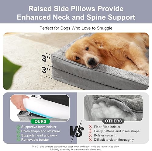 Miniatura 6 de Camas ortopédicas para perros grandes, camas de espuma viscoelástica para perros de tamaño grande, funda extraíble lavable, parte inferior