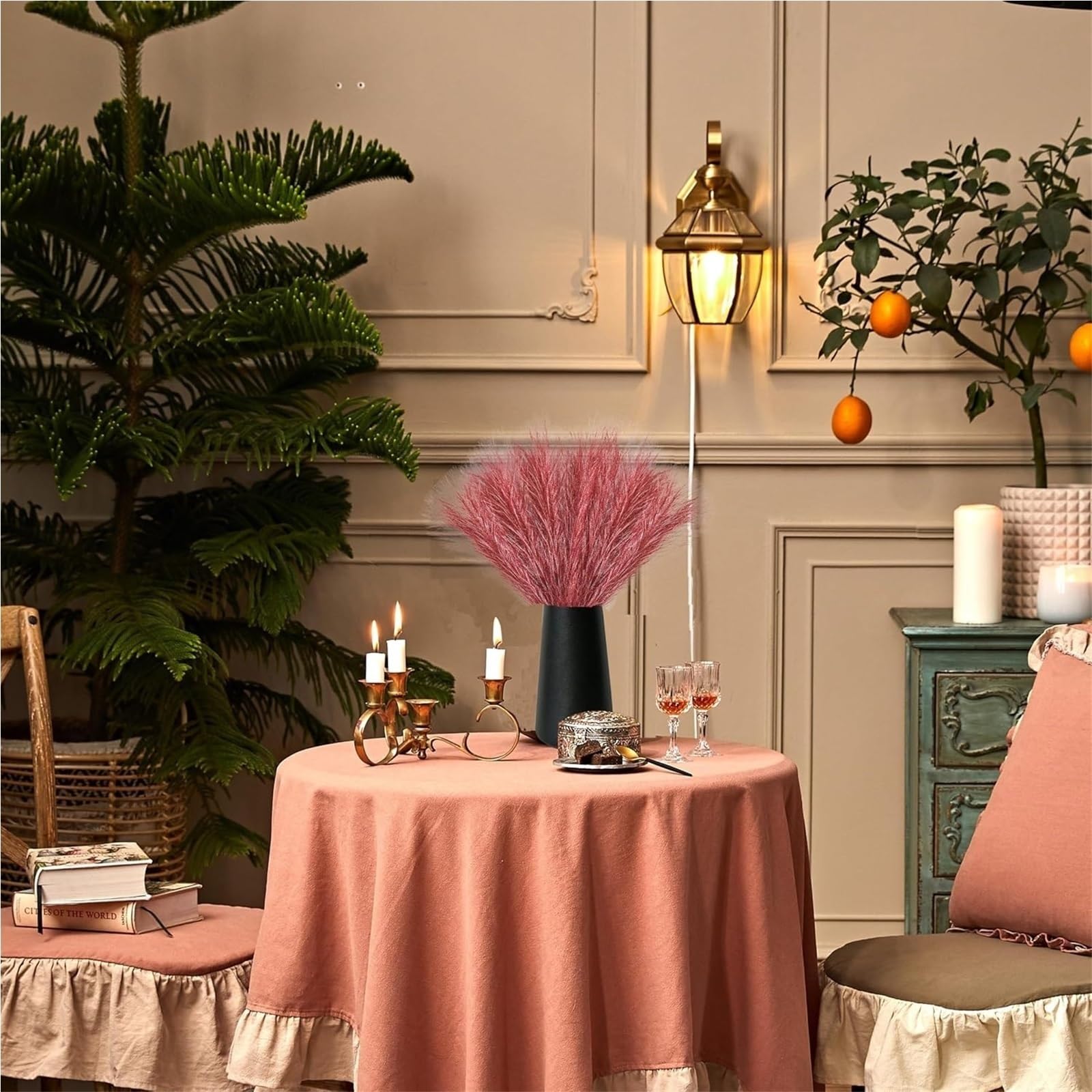 50 Stück 53 cm Pampasgras, künstliche Kunstblumen, Arrangements und Vasenfüller für Zuhause, Küche, Hochzeitsdekoration(Grün)