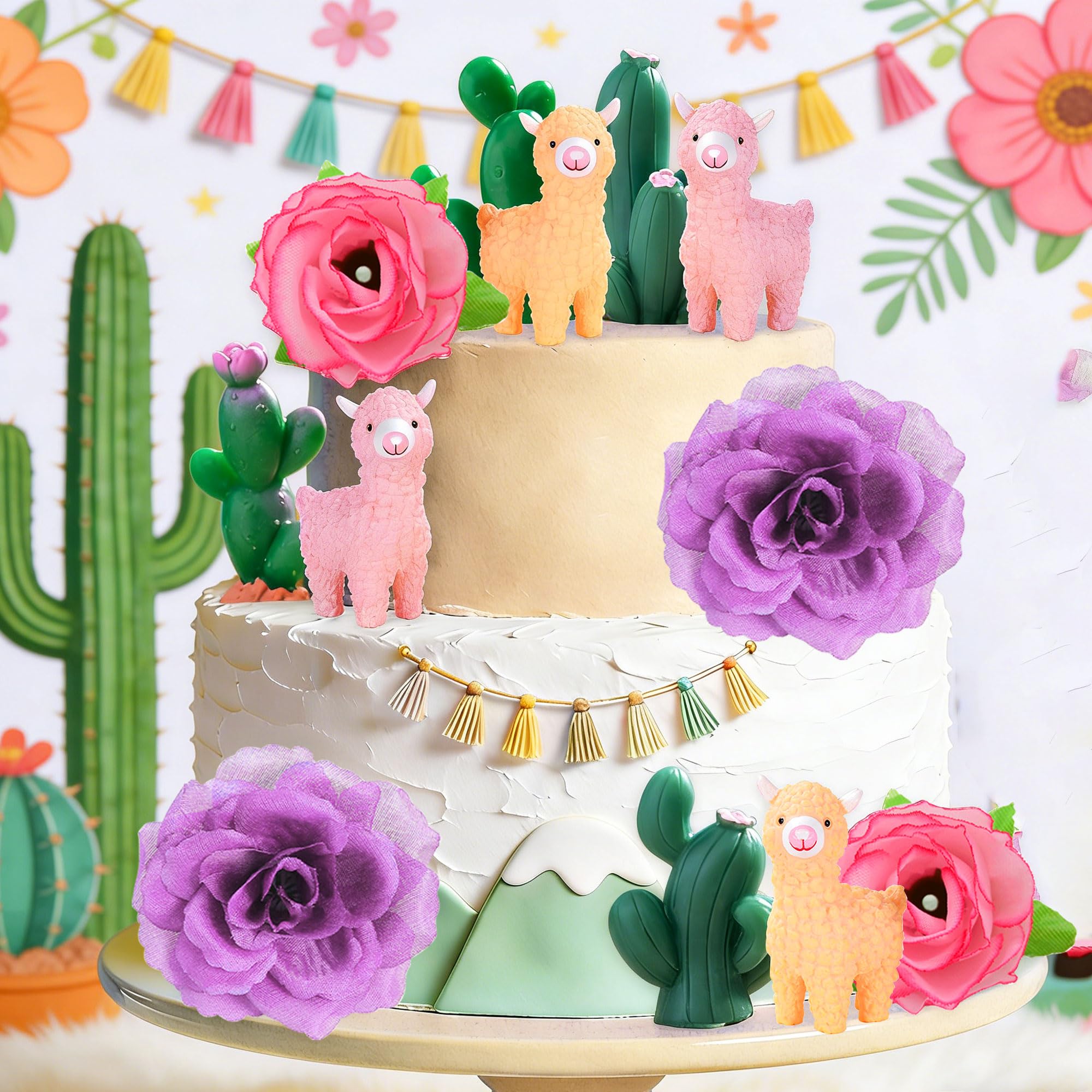 Llama Cactus Alpaca Cactus Cake Topper Decorations for Mexican Fiesta Birthday Baby Shower Cinco De Mayo Party Supplies - Image 6