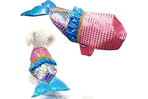 Mermaid Costume for Small Dogs,cyeollo Dog Halloween Outfit