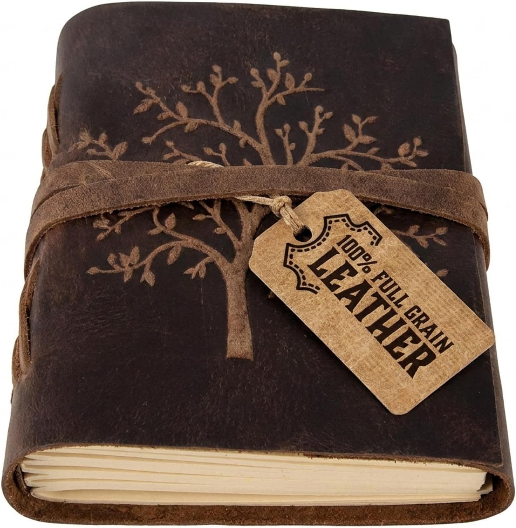 moonster Leather Journal Lined Notebook - Embossed Tree of Life, 8 x 6 Inches Diary, Leather bound Journal for Women - 400 Pages College Ruled Paper - Inspirational Gifts Leather Notebook