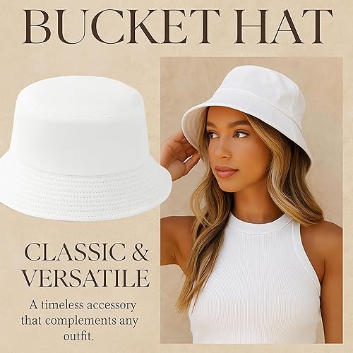 Miniatura 5 de Sombrero de pescador de algodón de 12 piezas para mujeres y hombres adultos de verano liso