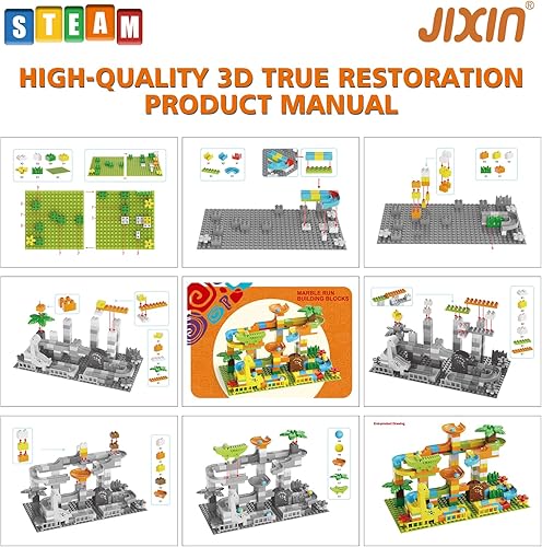 Miniatura 3 de JIXIn Carreras de canicas de dinosaurio para niños de 4 a 8 años, 187 piezas compatibles con Lego DUPLOS para edades de 2 a 5 años - Carrera de