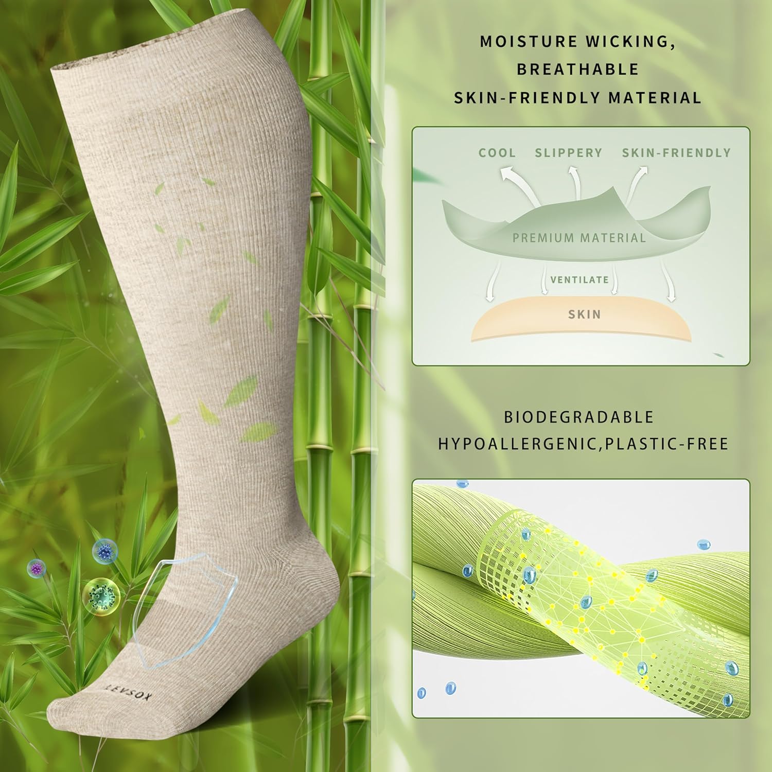 LEVSOX Wide Calf Compression Socks for Women&Men Plus Size 15-20mmHg Knee High Large Support Stockings for Circulation - Image 2