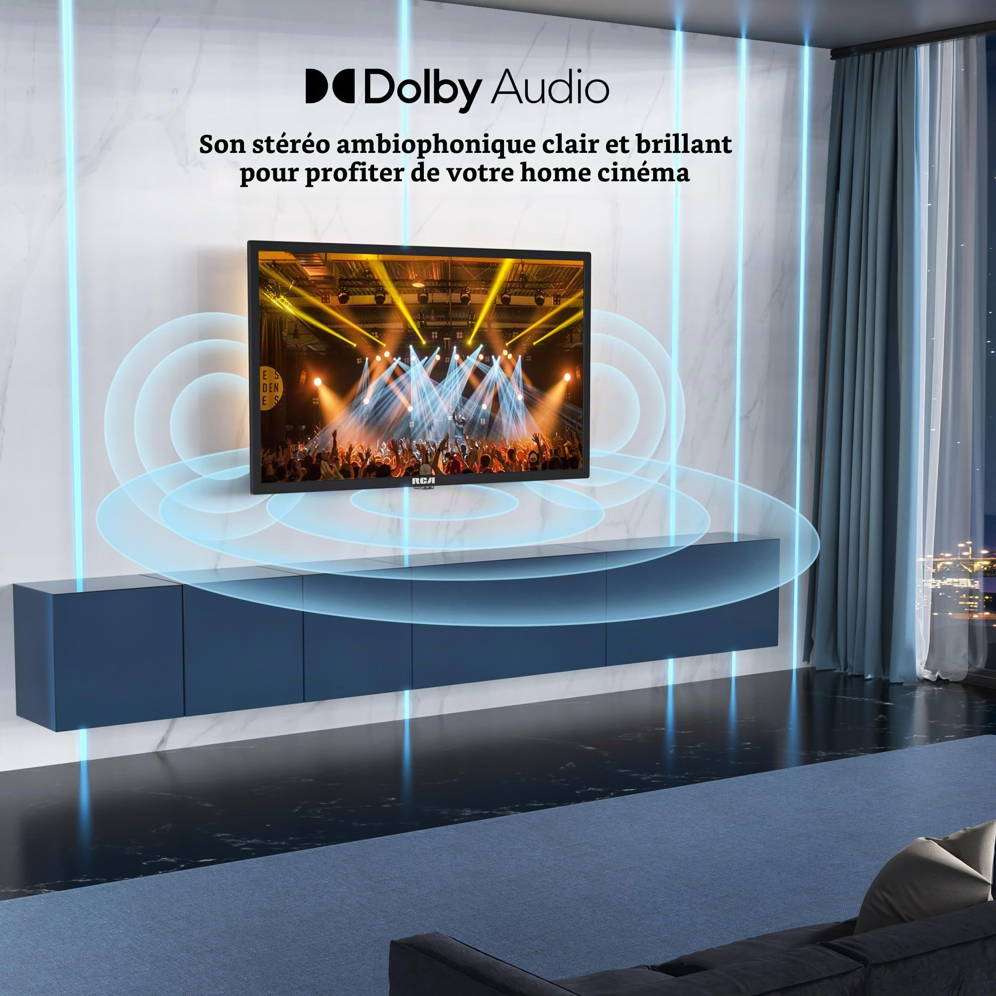 RCA Téléviseur 24 Pouces (60 cm) Android Smart TV HD Ready WiFi Connectée avec Bluetooth Triple Tuner Dolby Audio Google Play Store Youtube Netflix Prime Video VEVO Fonctionne Google Assistant