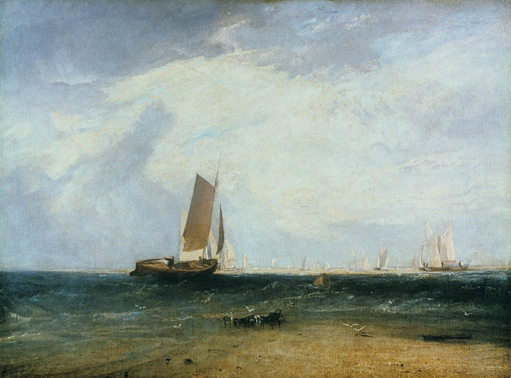 Serendipitp No Frame Vintage Wall Art Canvas Nordic Poster Canvas Print Picture Fishing Upon Sand Tide Setting By Mallord William Turner Wall Art Poster For Home Decor 60X90cm