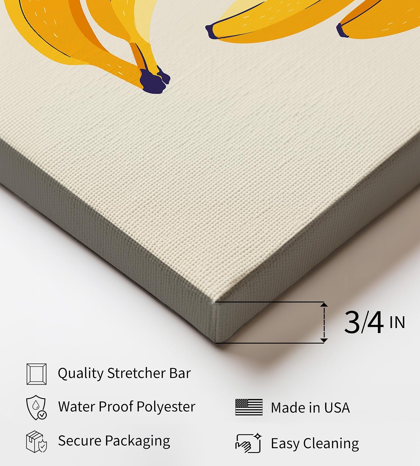 Poster Master Banana Canvas - Tropical Fruit Print - Plantains Art - Food & Drink Art - Minimal Art - Aesthetic Dining Room or Kitchen Wall Decor - 8x10 STRETCHED Canvas