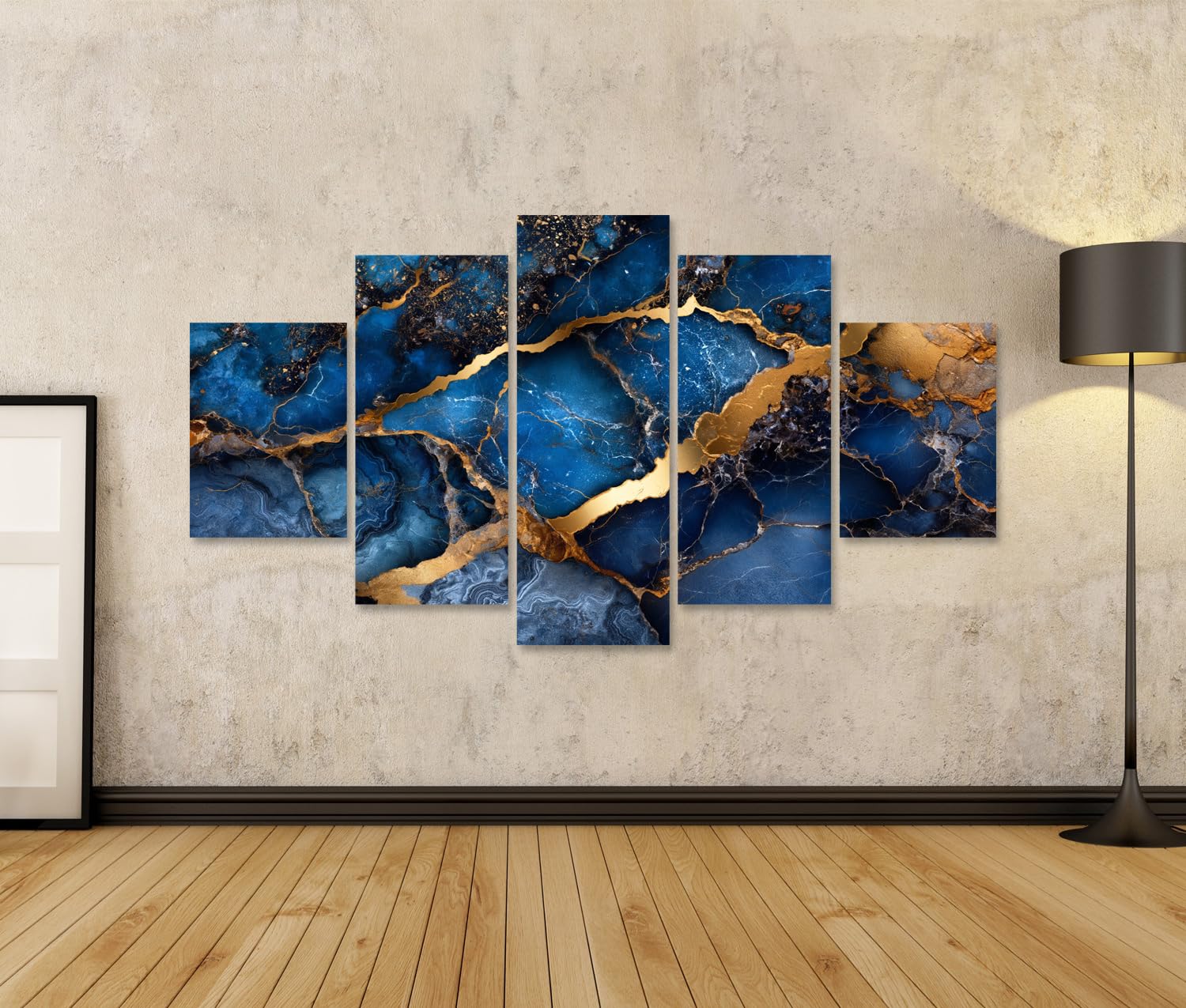 islandburner Bild auf Leinwand Edler Marmor-Effekt Kunstdruck Wohnzimmer Dekoration für Kunstliebhaber - 5-teilig