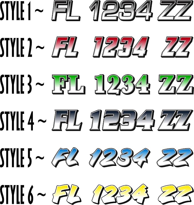 Boat Registration Numbers X2 GR / 2 Pack/Custom State