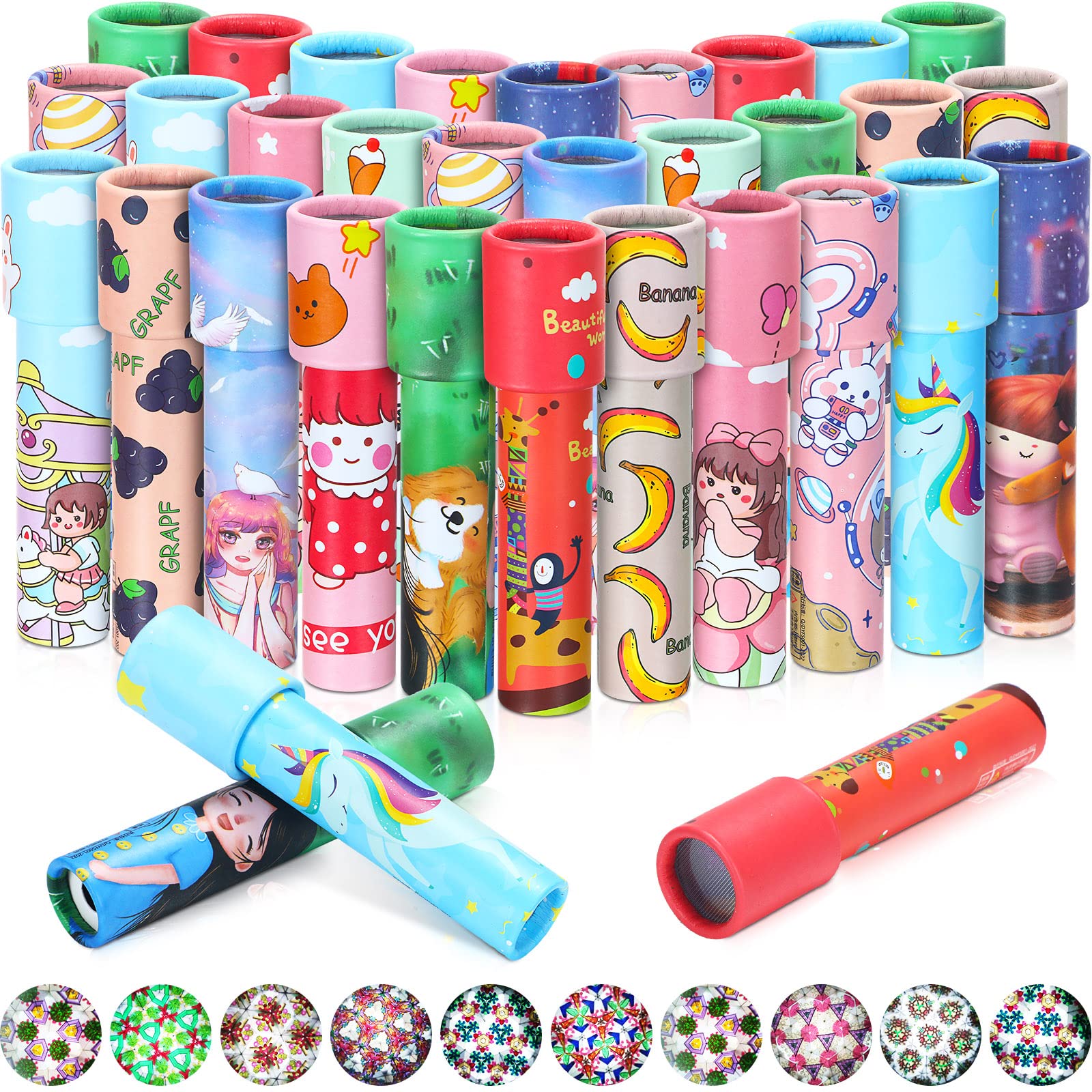 Yunsailing 30 Pcs Valentines Day Kaleidoscopes Party Favors Vintage Mini Kaleidoscope Party Favor Educational Toy for Kids Return Gifts School