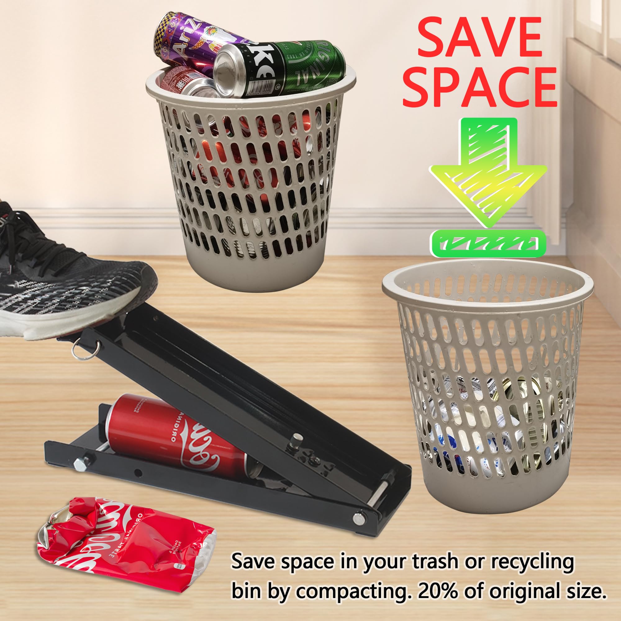 KASTUN Metal Can Crusher - 12 & 16 Oz. Folding Flat Easy Storage, No Wall Mounting Required