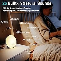 Vista 2 de Reloj despertador JALL de amanecer con máquina de sonido de ruido blanco con 22 sonidos relajantes, 17 luces nocturnas, altavoz Bluetooth, luz