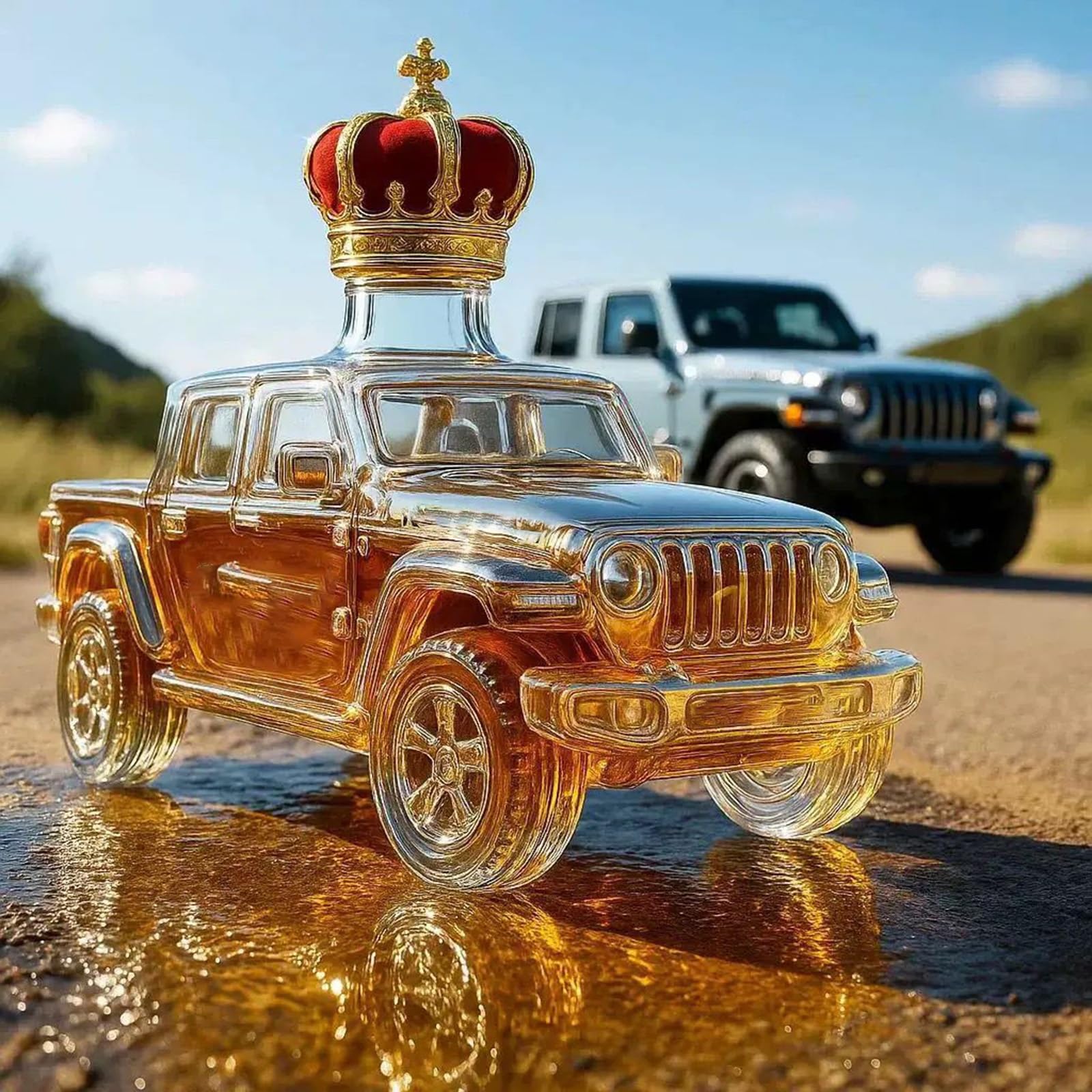 300ML Decantador Whisky - Arte Estatua, Decantador De Whisky De Cristal Creativo, Escultura 3D De Botella De Whisky Con Forma De Coche, Botellas De Vino Vacías Con Temática De Coche(E)