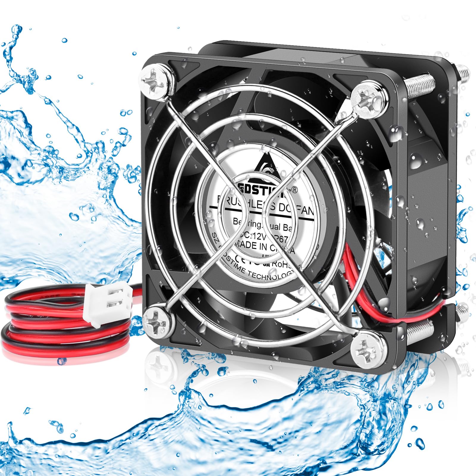 Amazon.co.jp: GDSTIME 60mm x 25mm 12V DC 防水 IP67ファン 高速 