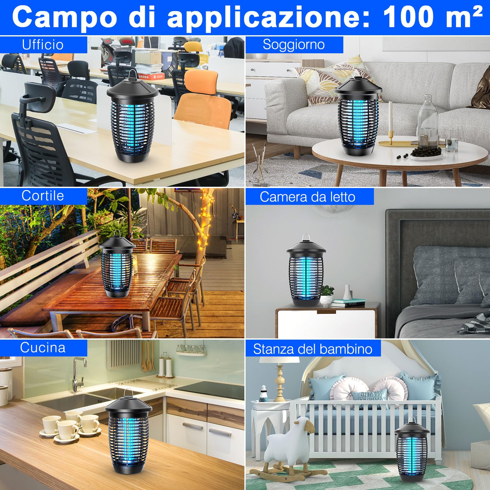 PALONE Lampada Antizanzare Elettrica 20 W 4500 V Ultimi Modelli UV Uccisione Mosca Elettrico Repellente Efficace Portata 100 m² per repellente zanzare, Mites, mosche, insetti
