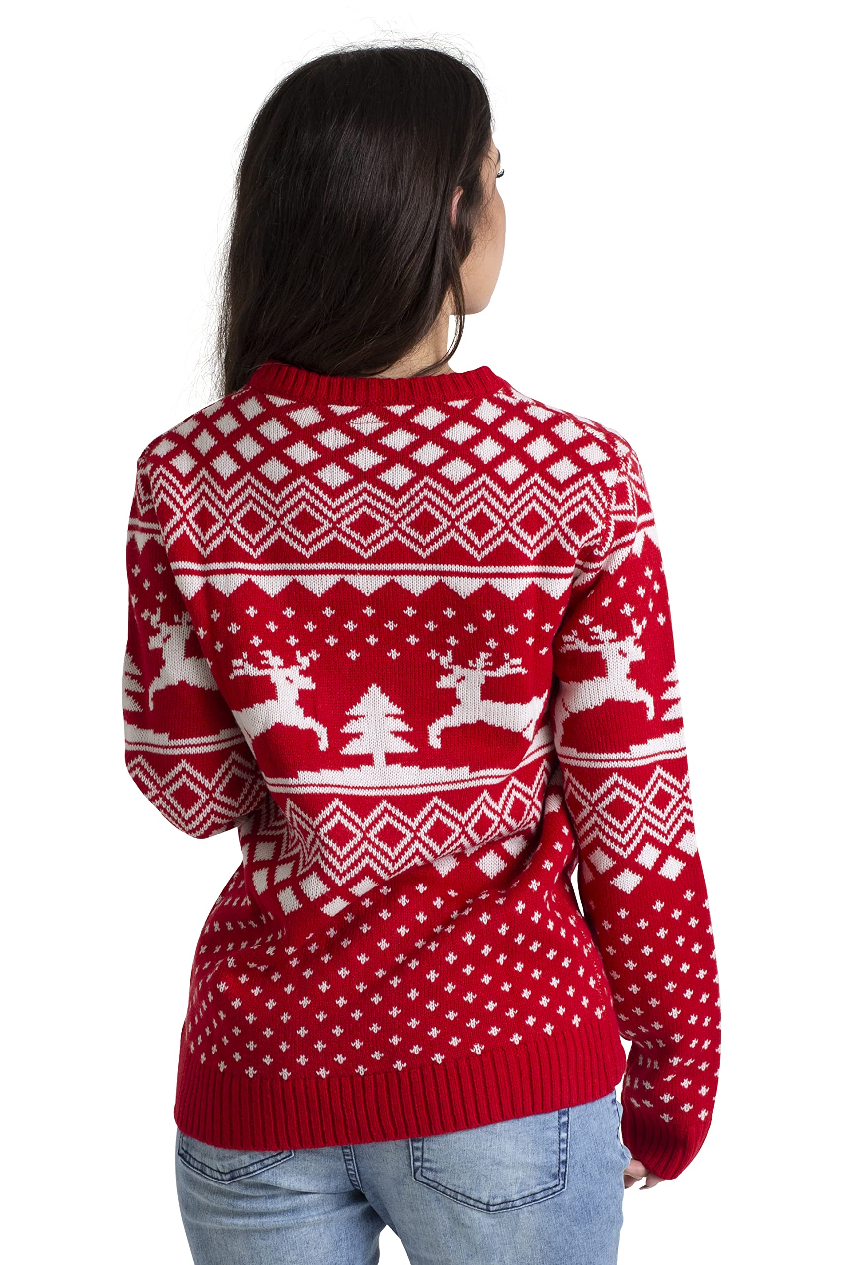 BlauerHafen Damen Weihnachten Jumper Lange Ärmel Knit Rundhals Crew Christmas Xmas Sweater