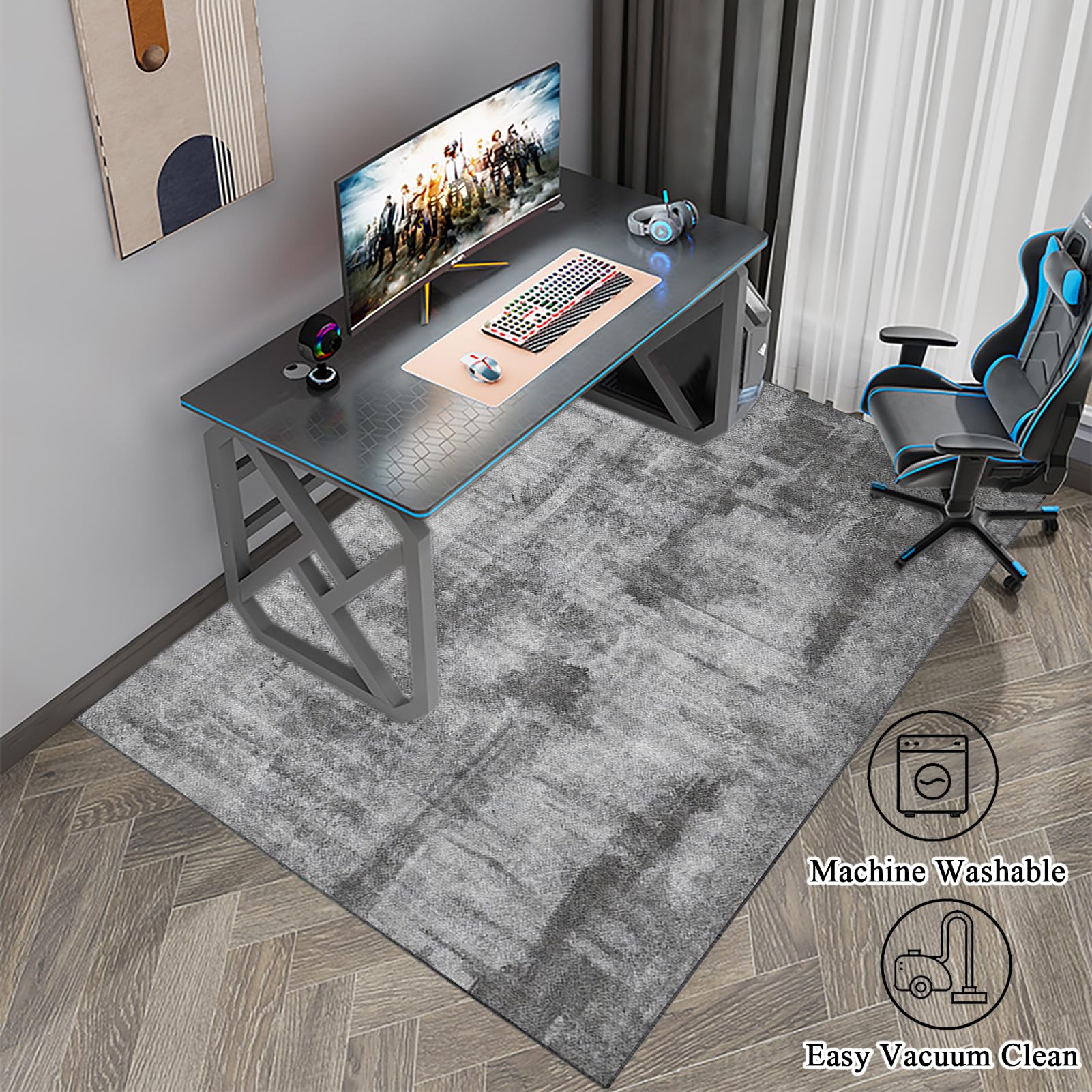Dywan do krzesła biurowego do gier - Dywan do krzesła do gier - Mata na krzesło biurowe - Wielofunkcyjna mata ochronna na podłogę-120 x 160 cm antypoślizgowa mata podłogowa do parkietu