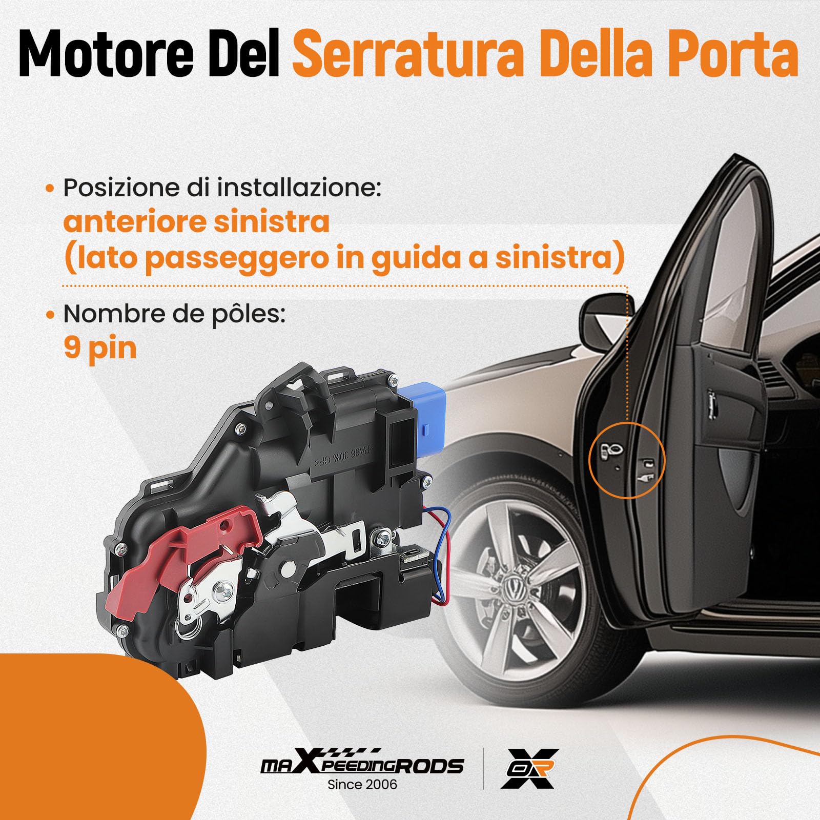 maXpeedingrods 3D1837015A Moteur de Serrure Avant Gauche gauche pour VW Touran Golf 5 V 1K1 1K5 pour Golf Plus 5M1 Jetta III Caddy III Touareg Touran pour Seat Altea pour Skoda 3D1837015/AB/AP/AS