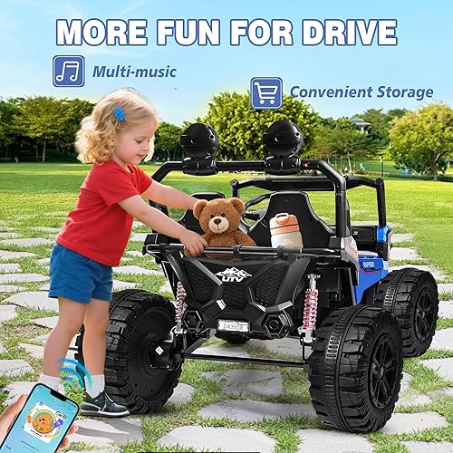 Miniatura 6 de ANPABO Juguetes de paseo de 24 V para niños grandes, automóvil de 2 plazas, automóvil eléctrico para niños de 4 x 200 W con control remoto, luces