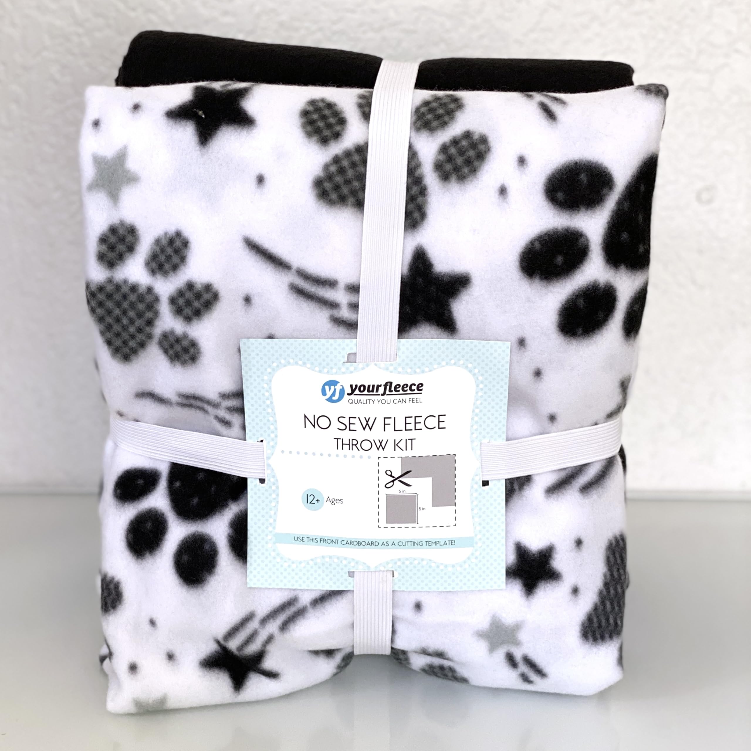 Pet Paw Prints Designs Anti-Pill Premium No-Sew Throw Fleece Fabric Kit (72x60)