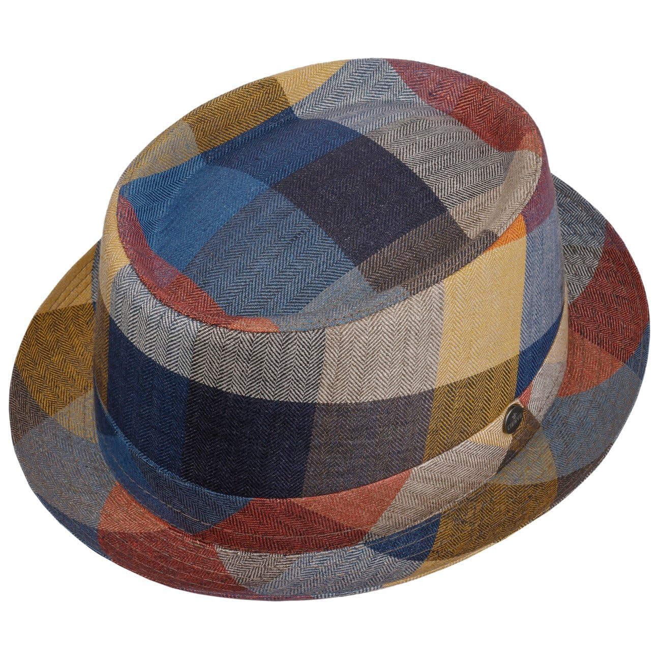 LIERYS Levente Pork Pie Hut kariert Made in Italy Herren Damen Sommer Winter