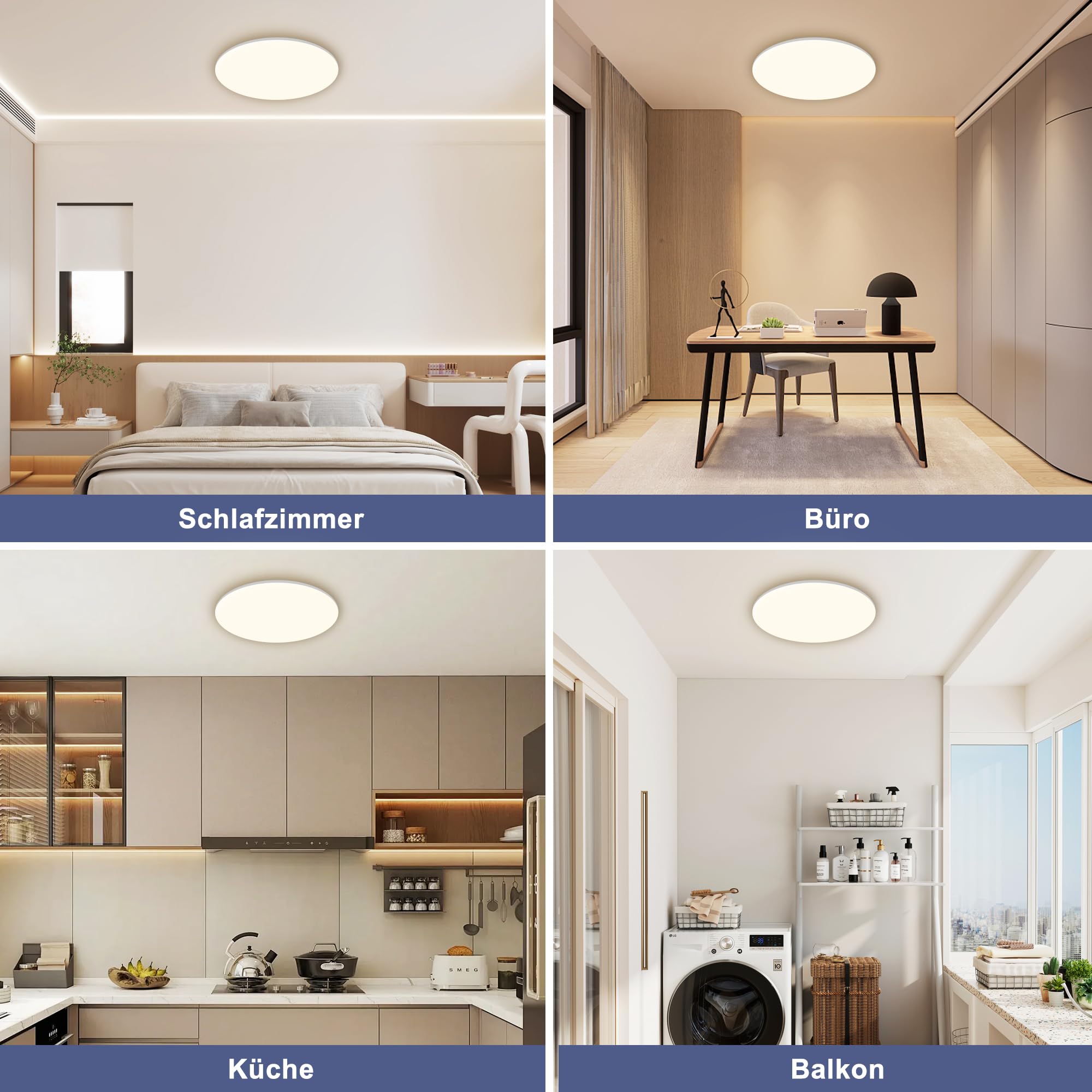 ONDTA LED Deckenleuchte Dimmbar 45W, 2700K-6500K Deckenlampe mit Fernbedienung, IP54 Rund Badezimmer Lampe, 5300LM Memory-funktion LED Panel für Wohnzimmer Schlafzimmer Küche Badezimmer, Ø45cm