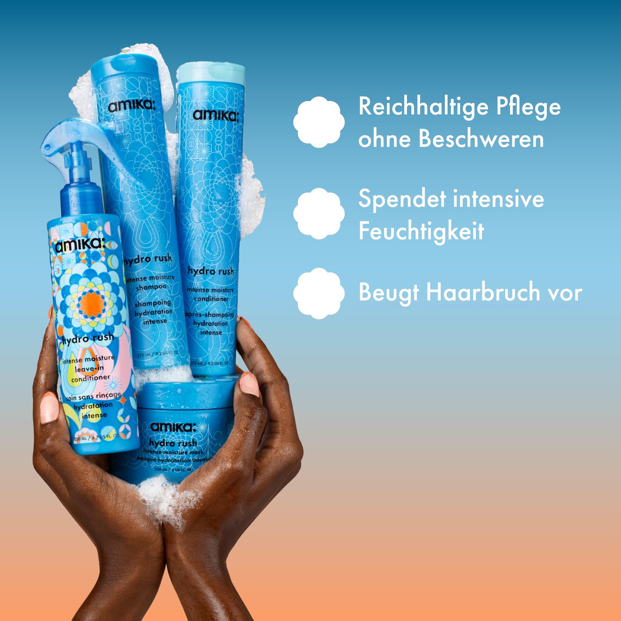 amika Hydro Rush Intense Moisture Hair Conditioner 1000ml| Haarspühlung für trockenes, lockiges & dickes Haar | Haarpflege Damen & Herren mit Hyaluronsäure I 3x mehr Feuchtigkeit & Hydration