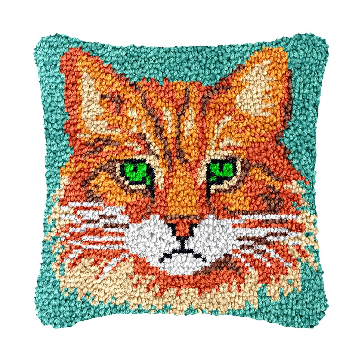 bositigo Cat Latch Hook Pillow Kit for Adults &amp; Kids, DIY Pre-Printed Canvas Craft, 17x17 Inch Decorative Cover for Sofa Cushions, Bedroom Decor (Cat Pattern 32)