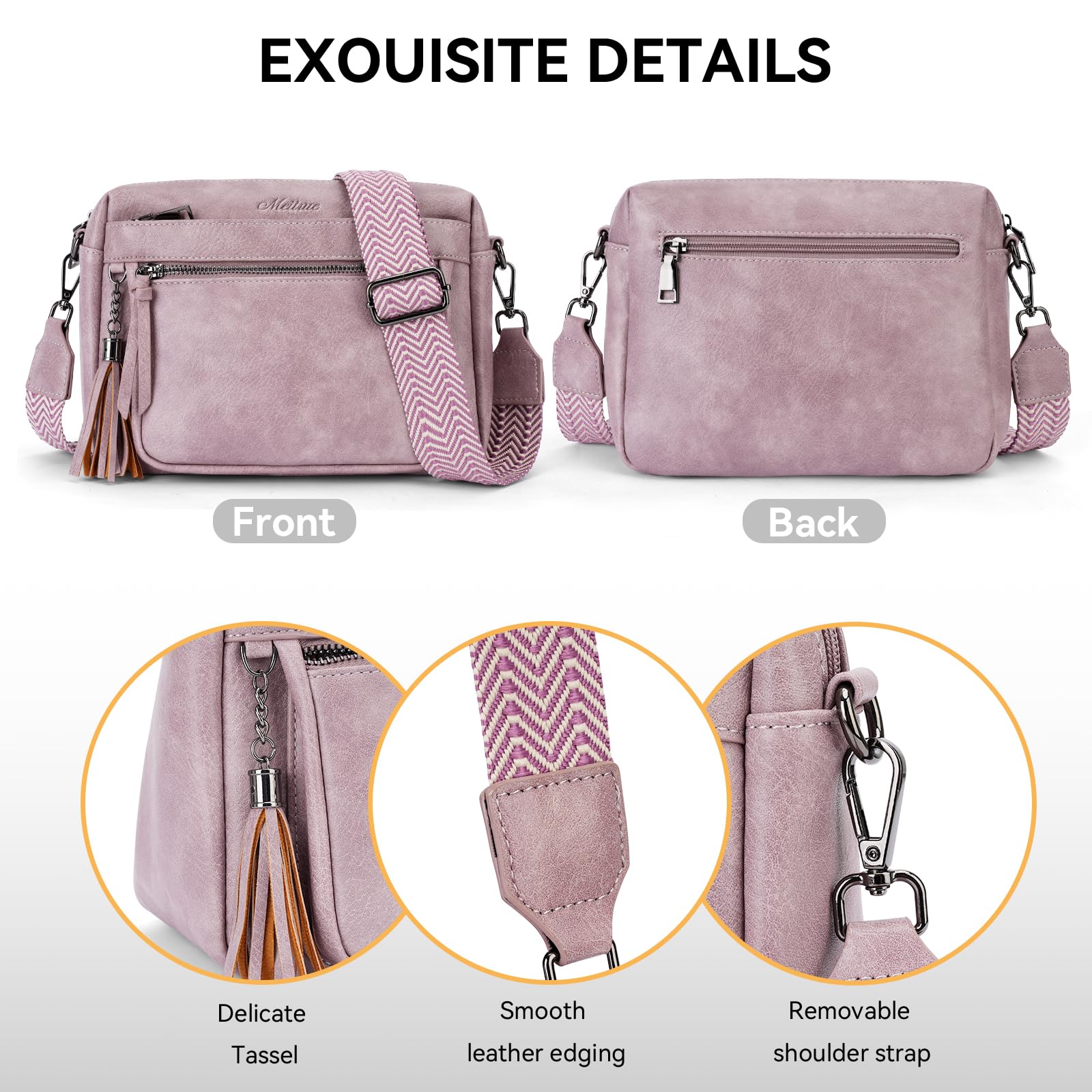 YOVIEE Crossbody Bags for Women Trendy Leather Crossbody Purse Shoulder Handbags Butterfly Design — view 6